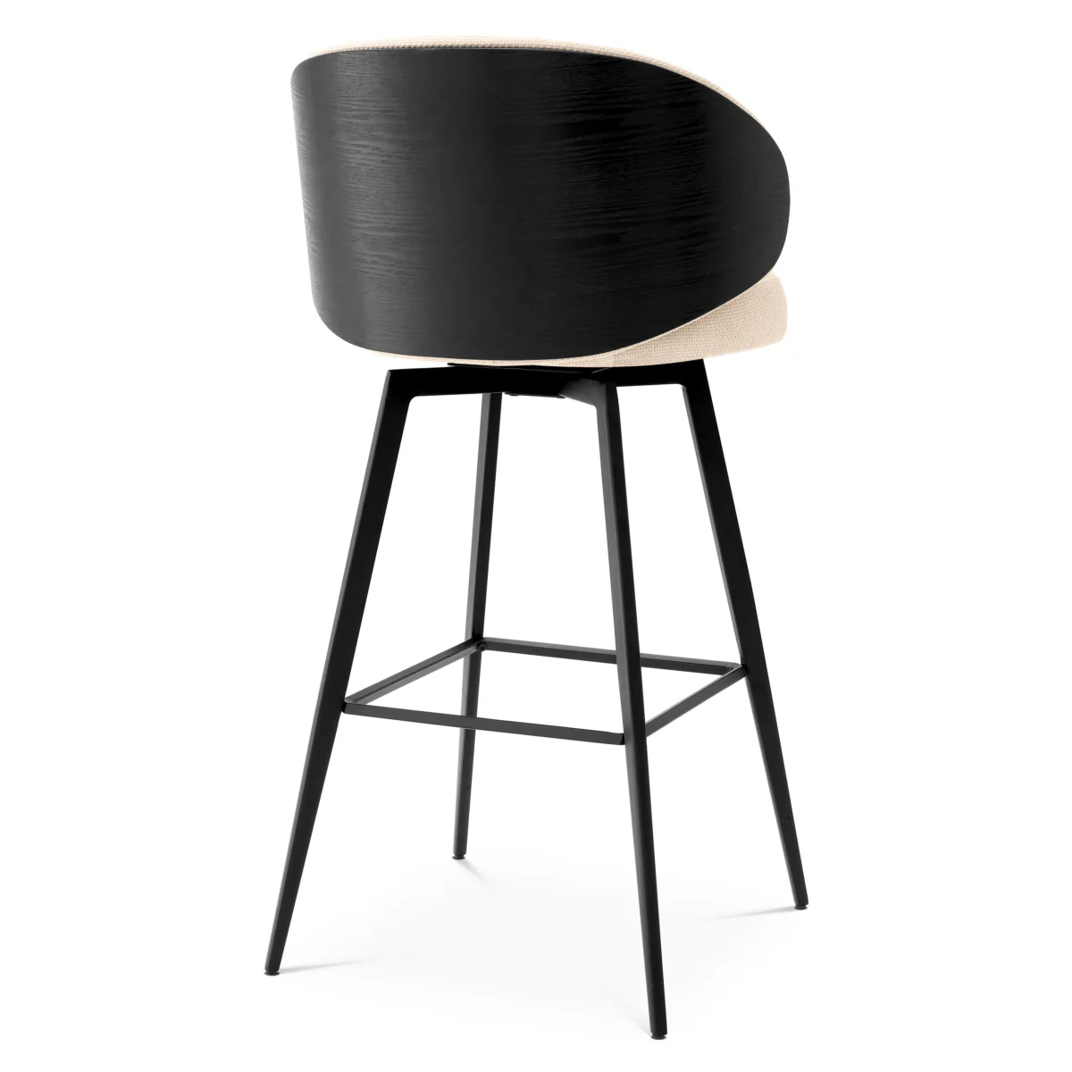 Eichholtz Camerota Swivel Bar Stool Scalea Sand Black Wooden Back & Legs - Swivel Bar Stool Scalea Sand Black Wooden Back - Image 4