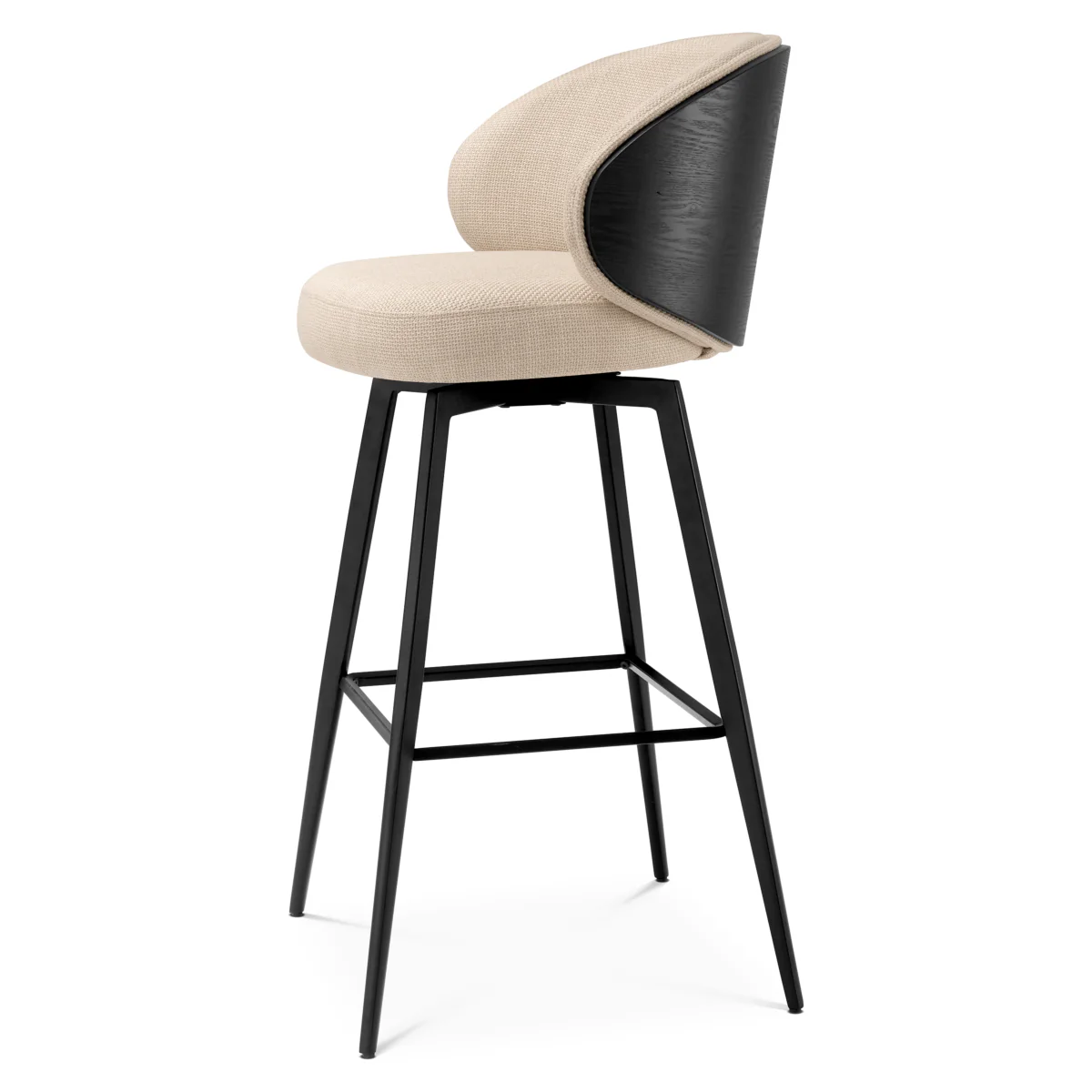 Eichholtz Camerota Swivel Bar Stool Scalea Sand Black Wooden Back & Legs - Swivel Bar Stool Scalea Sand Black Wooden Back - Image 5