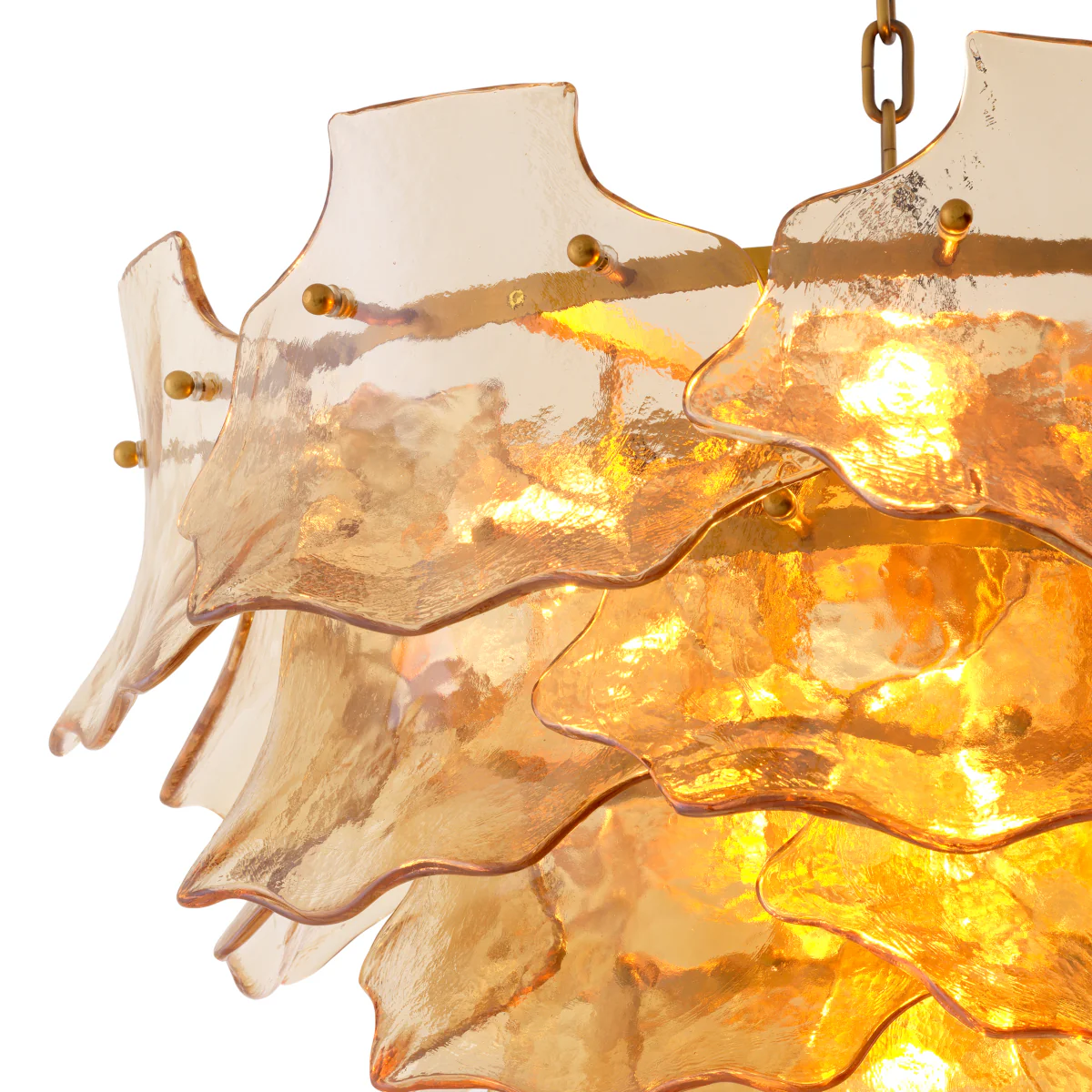 Eichholtz Clarendon Chandelier Antique Brass And Champagne Coloured Glass - Chandelier Clarendon - Image 6