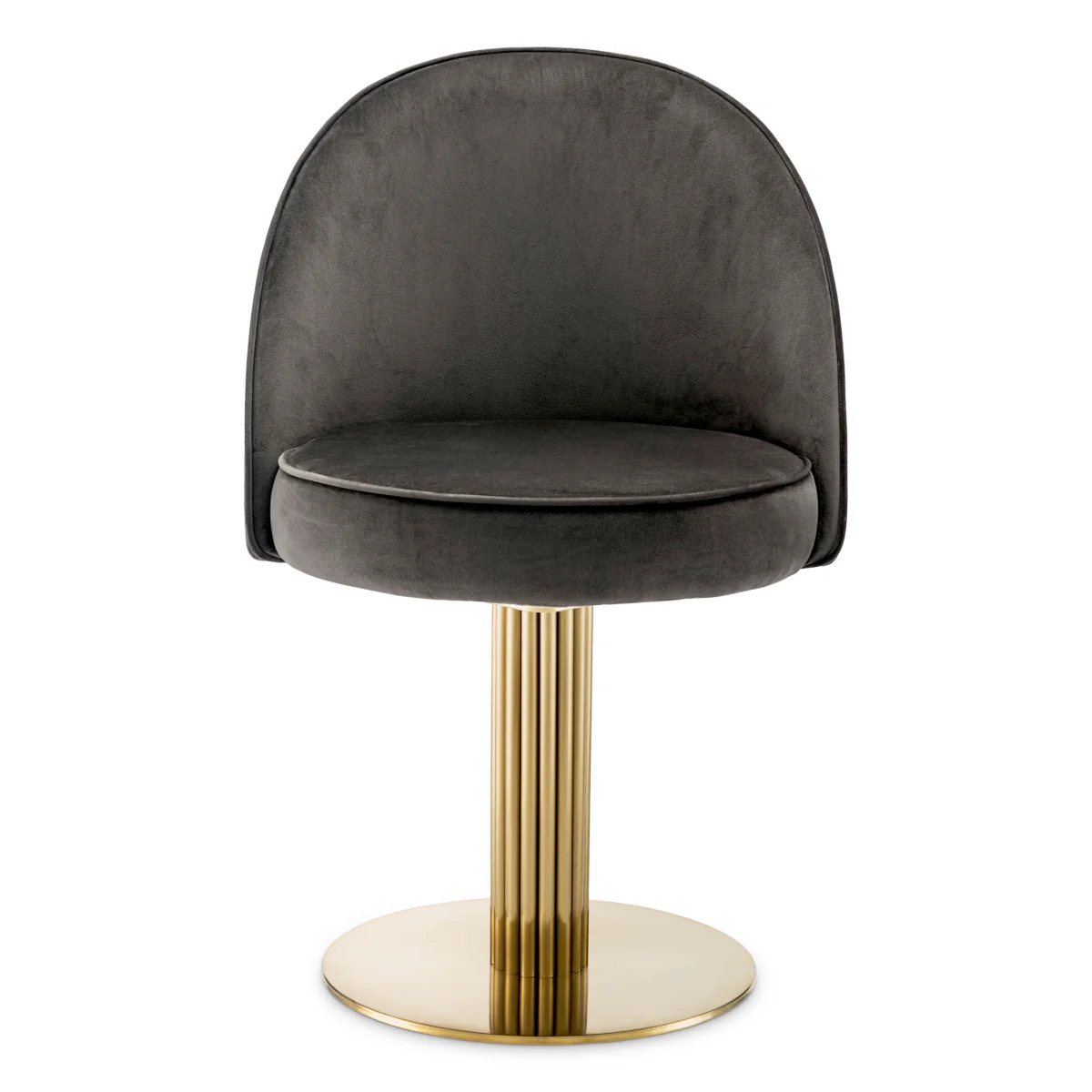 Eichholtz Dorland Swivel Dining Chair Roche Dark Grey Velvet Brushed Brass Finish - Dorland Dining Chair with Swivel Base Roche Dark Grey Velvet Brushed Brass Finish - Image 3