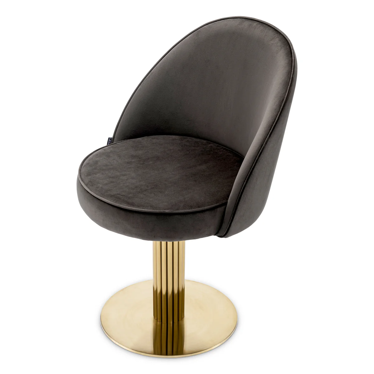 Eichholtz Dorland Swivel Dining Chair Roche Dark Grey Velvet Brushed Brass Finish - Dorland Dining Chair with Swivel Base Roche Dark Grey Velvet Brushed Brass Finish - Image 4