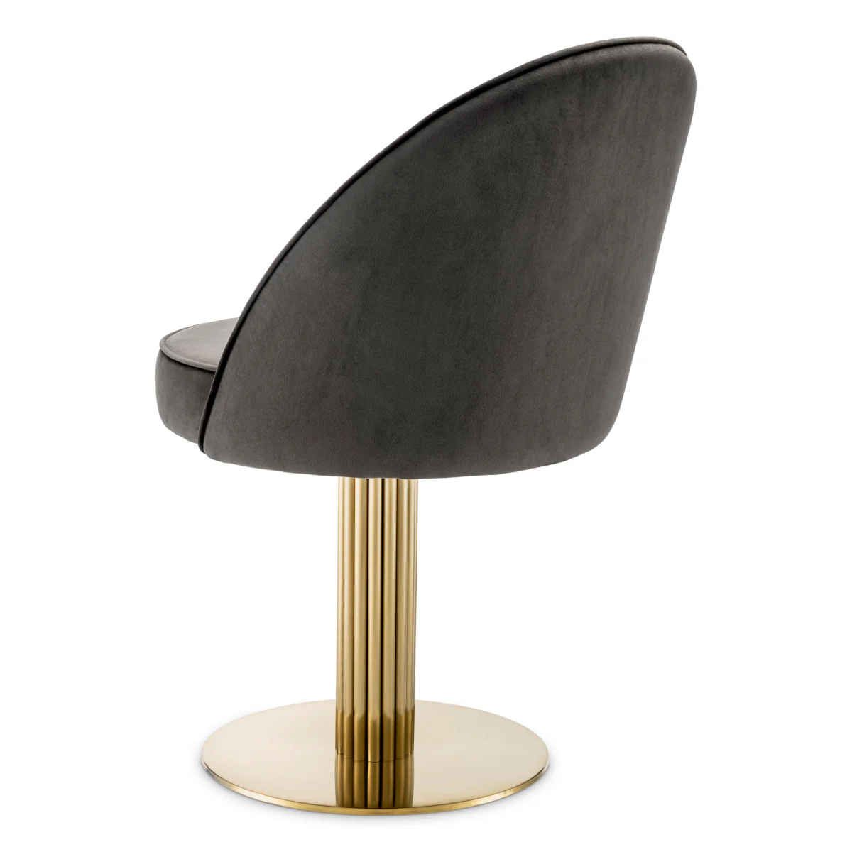 Eichholtz Dorland Swivel Dining Chair Roche Dark Grey Velvet Brushed Brass Finish - Dorland Dining Chair with Swivel Base Roche Dark Grey Velvet Brushed Brass Finish - Image 5
