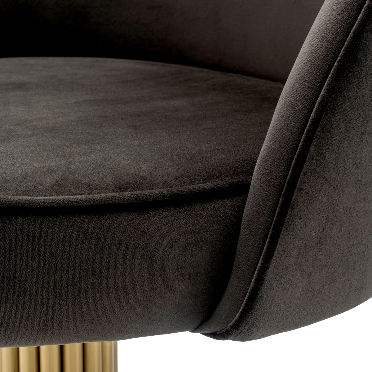 Eichholtz Dorland Swivel Dining Chair Roche Dark Grey Velvet Brushed Brass Finish - Dorland Dining Chair with Swivel Base Roche Dark Grey Velvet Brushed Brass Finish - Image 6