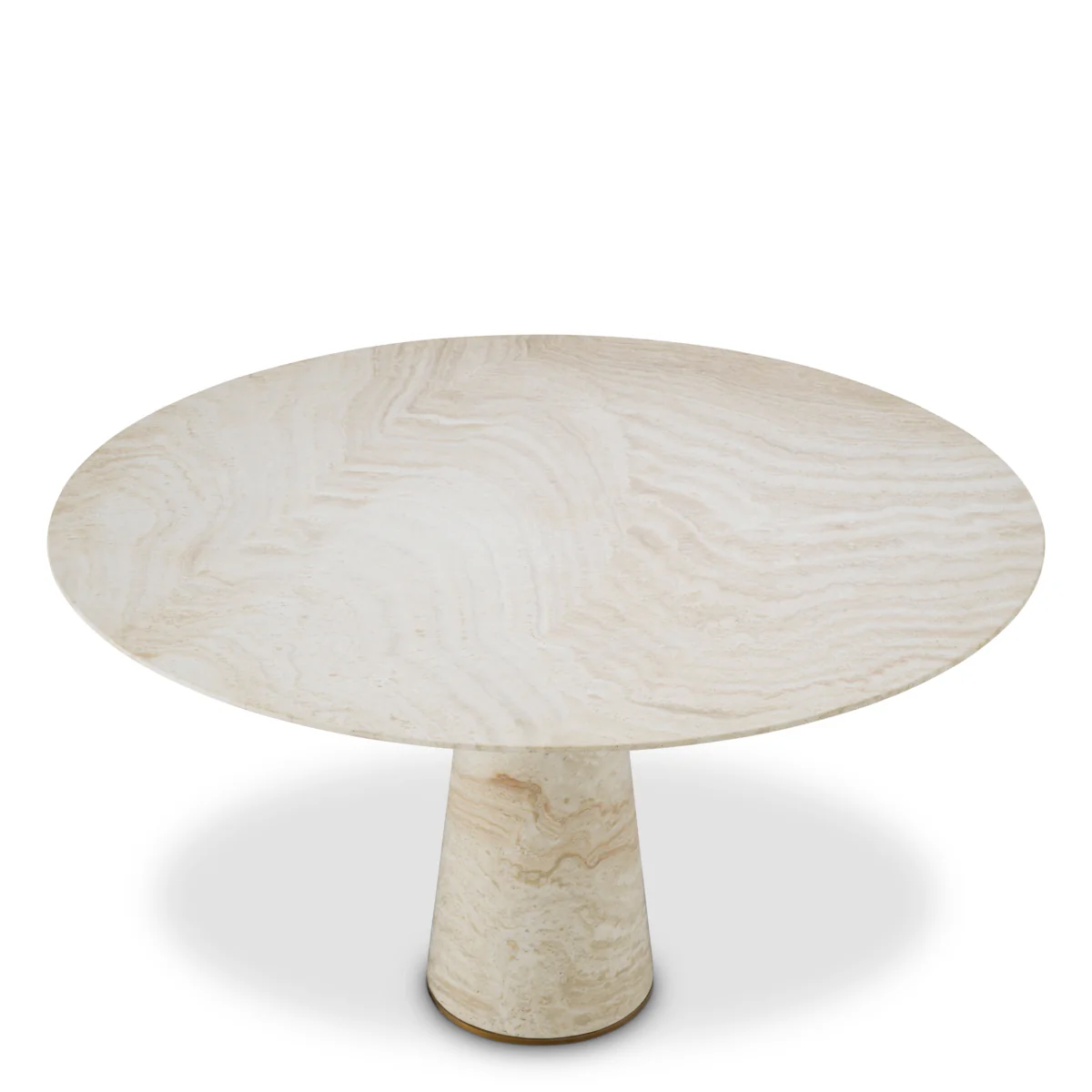 Eichholtz Genova Round Dining Table Travertine  Brushed Brass Finish - Round Dining Table Travertine  Brushed Brass Finish - Image 3