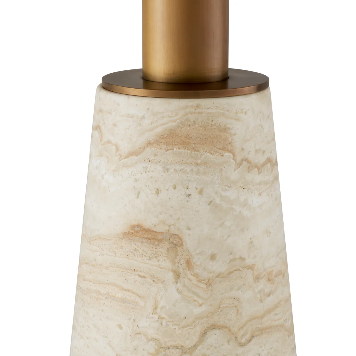 Eichholtz Genova Round Dining Table Travertine  Brushed Brass Finish - Round Dining Table Travertine  Brushed Brass Finish - Image 6