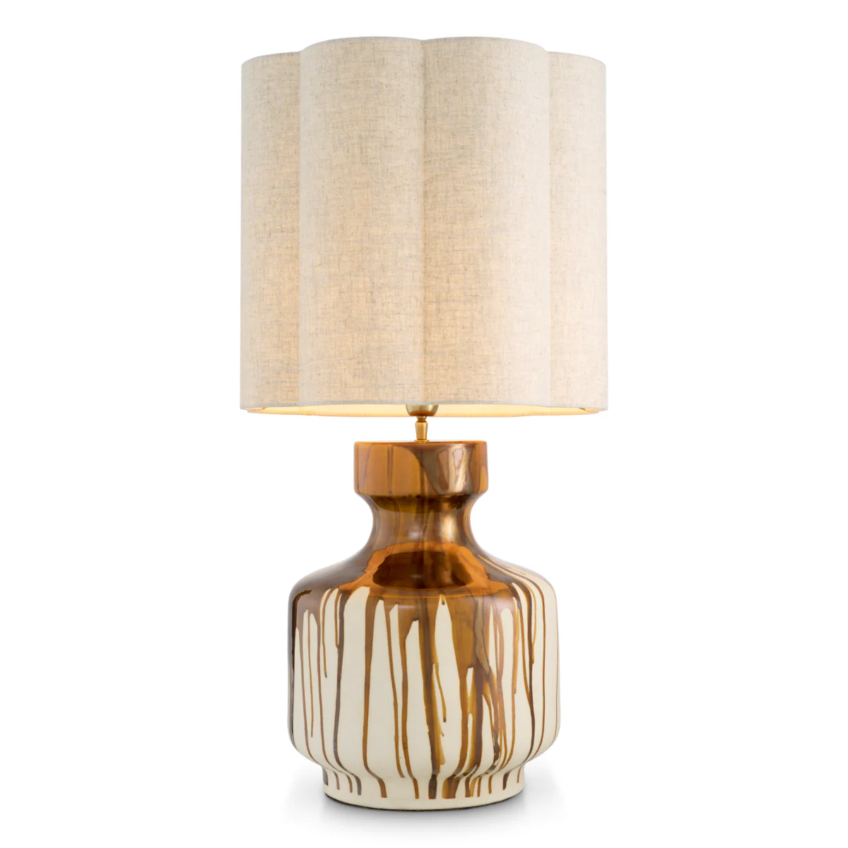 Eichholtz Lorena Table Lamp Brown Drip Effect Vintage Brass Finish - Table Lamp Lorena
