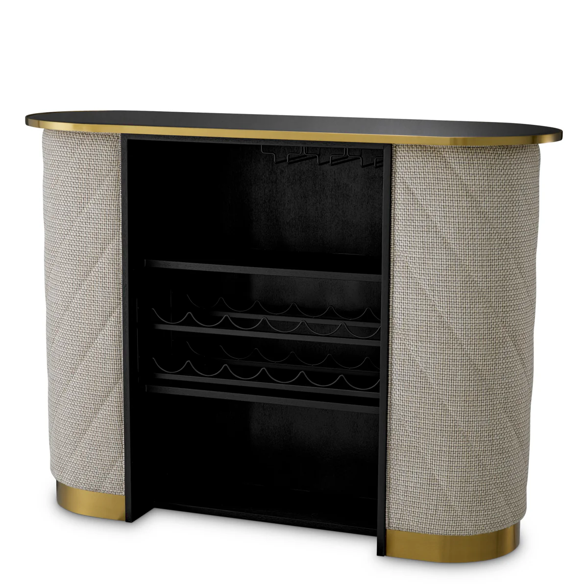 Eichholtz Matthew Bar Forrester Off-White Black Beveled Glass Brushed Brass Finish - Bar Forrester Off-White Black Beveled Glass Brushed Brass Finish - Image 4
