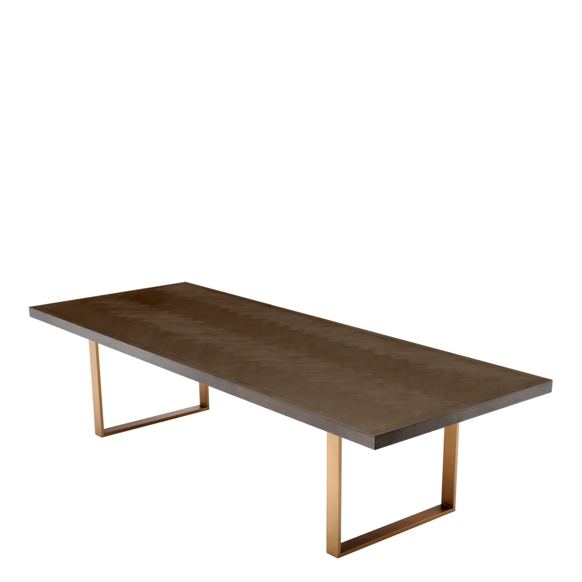 Eichholtz Melchior Dining Table 300cmBrown Oak Veneer / Brushed Brass Finish - Dining Table 300cm Brown Oak Veneer / Brushed Brass Finish - Image 3