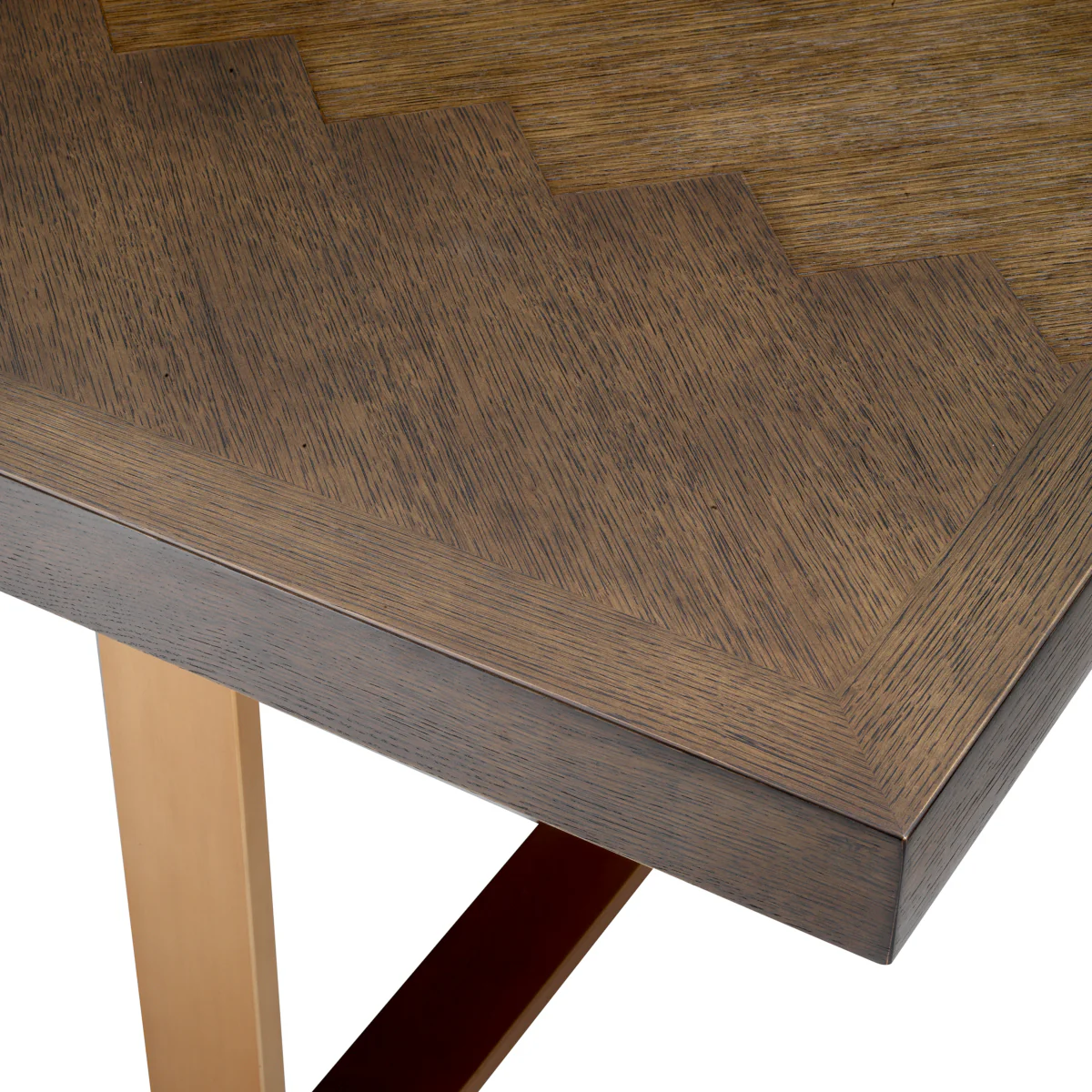 Eichholtz Melchior Dining Table 300cmBrown Oak Veneer / Brushed Brass Finish - Dining Table 300cm Brown Oak Veneer / Brushed Brass Finish - Image 5