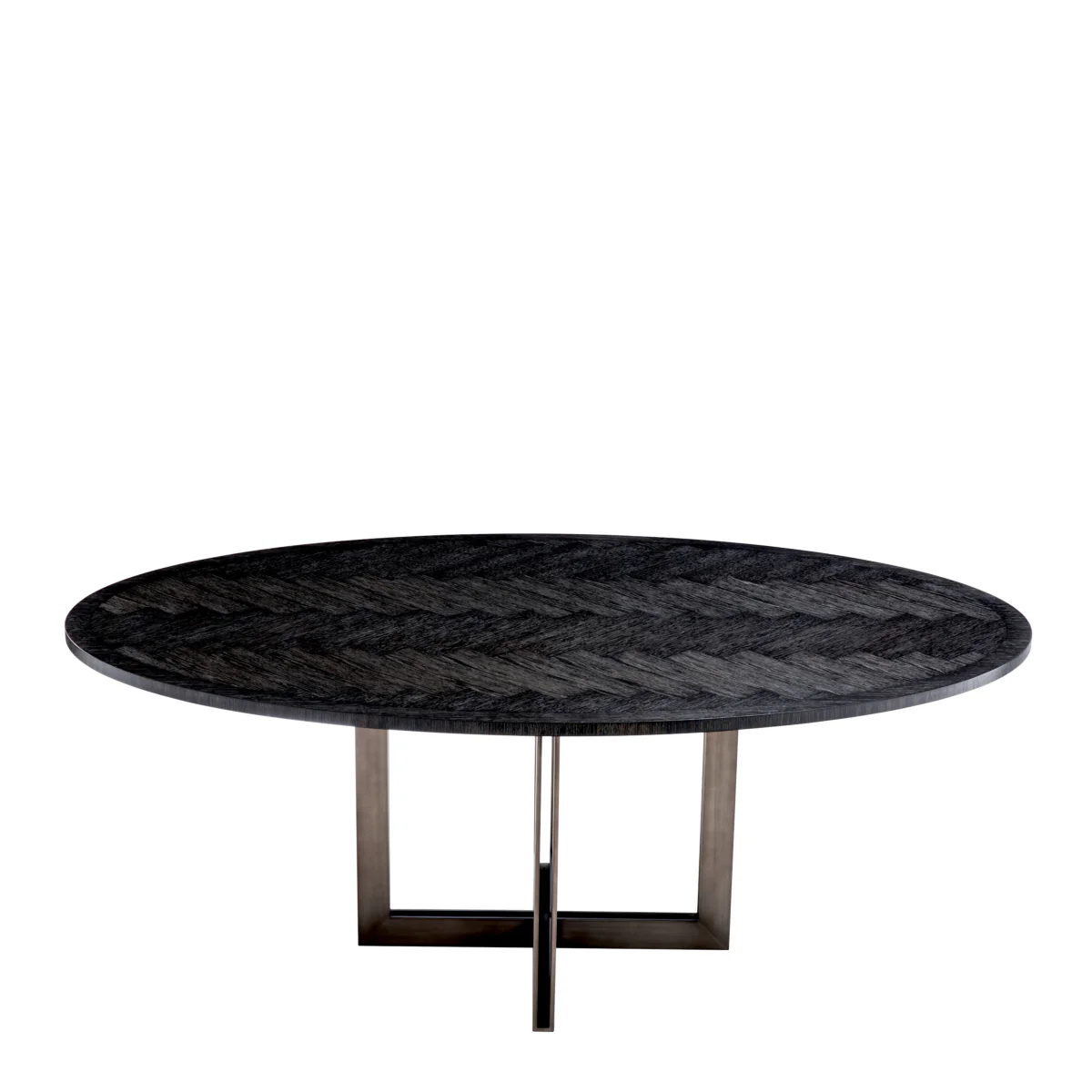 Eichholtz Melchior Oval Dining Table Charcoal Oak Veneer / Bronze Finish - Oval Dining Table Charcoal Oak Veneer / Bronze Finish - Image 3