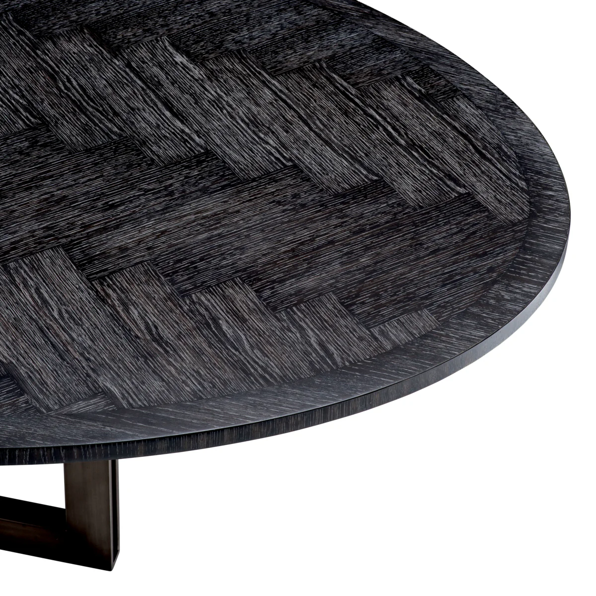 Eichholtz Melchior Oval Dining Table Charcoal Oak Veneer / Bronze Finish - Oval Dining Table Charcoal Oak Veneer / Bronze Finish - Image 5