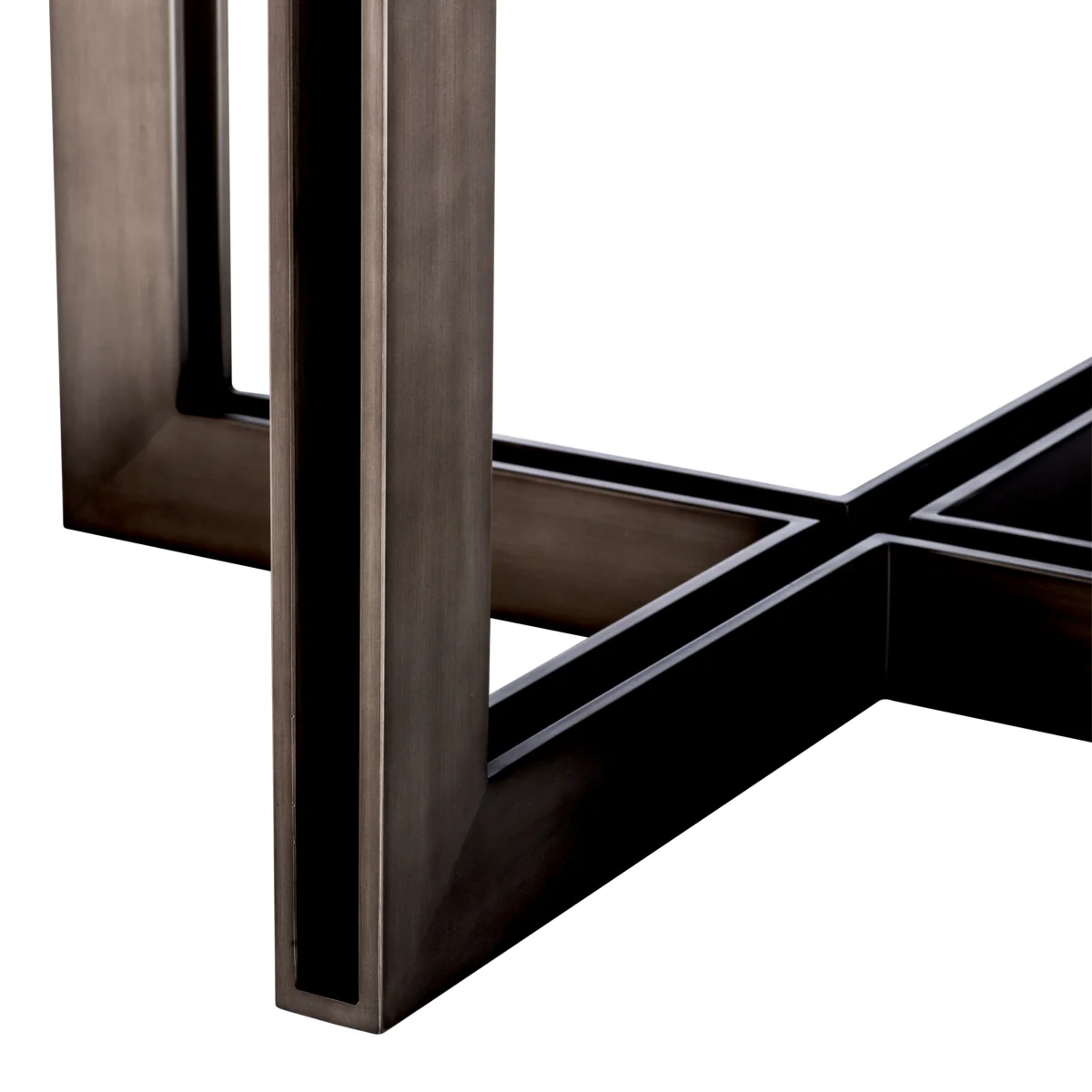 Eichholtz Melchior Oval Dining Table Charcoal Oak Veneer / Bronze Finish - Oval Dining Table Charcoal Oak Veneer / Bronze Finish - Image 7