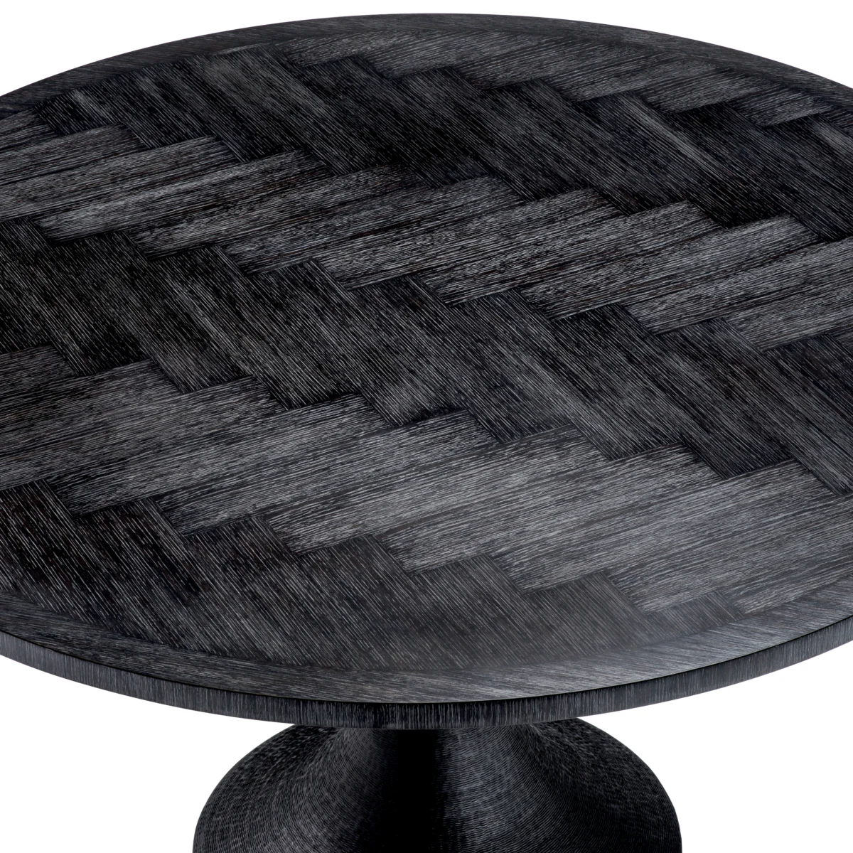 Eichholtz Melchior Round Dining Table Charcoal Oak Veneer / Bronze Finish - Round Dining Table Charcoal Oak Veneer / Bronze Finish - Image 4