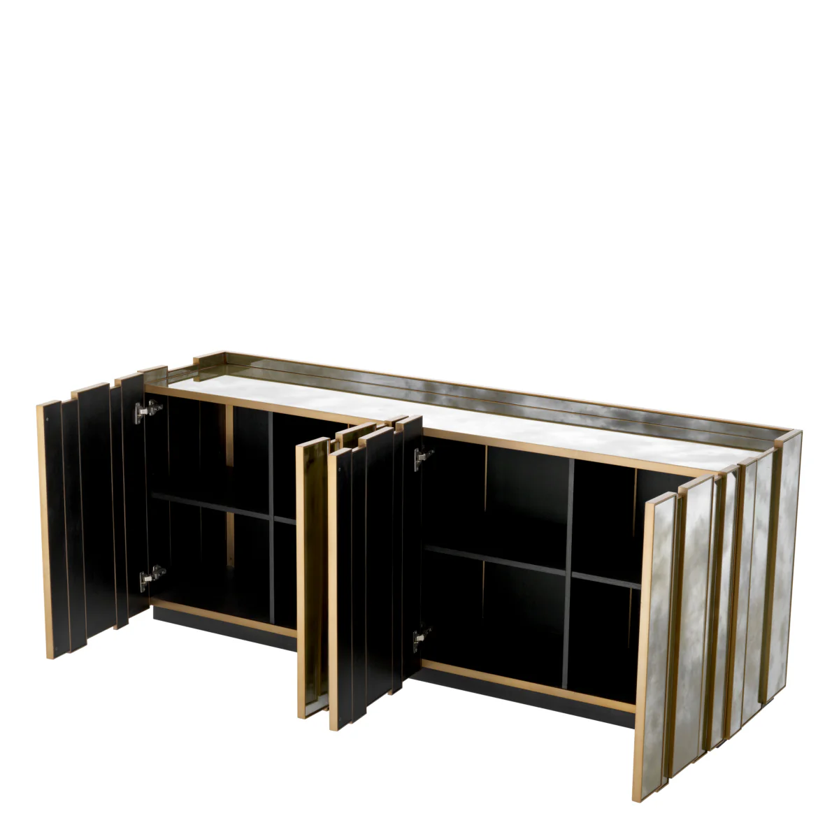 Eichholtz Nottingham Dresser Brushed Brass And Antique Mirror Glass - Dresser Brushed Brass Finish Antique Mirror Glass - Image 3