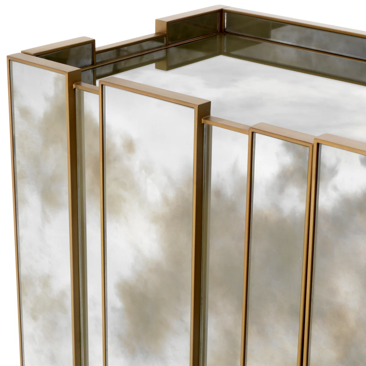 Eichholtz Nottingham Dresser Brushed Brass And Antique Mirror Glass - Dresser Brushed Brass Finish Antique Mirror Glass - Image 5