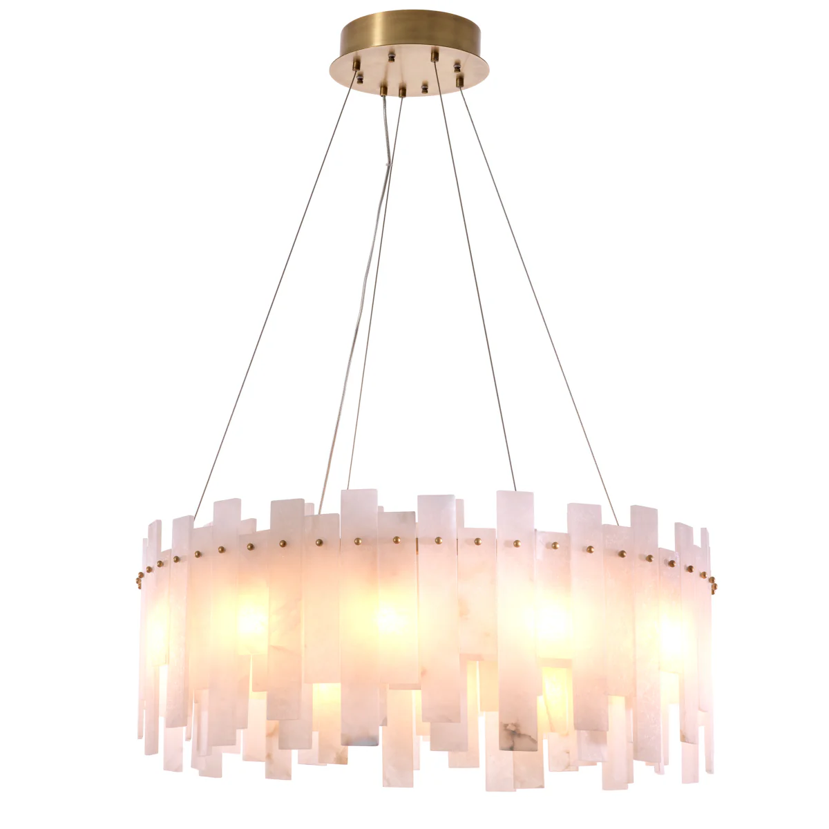 Eichholtz Pizzorni Chandelier Antique Brass Finish and Alabaster - Chandelier Pizzorni
