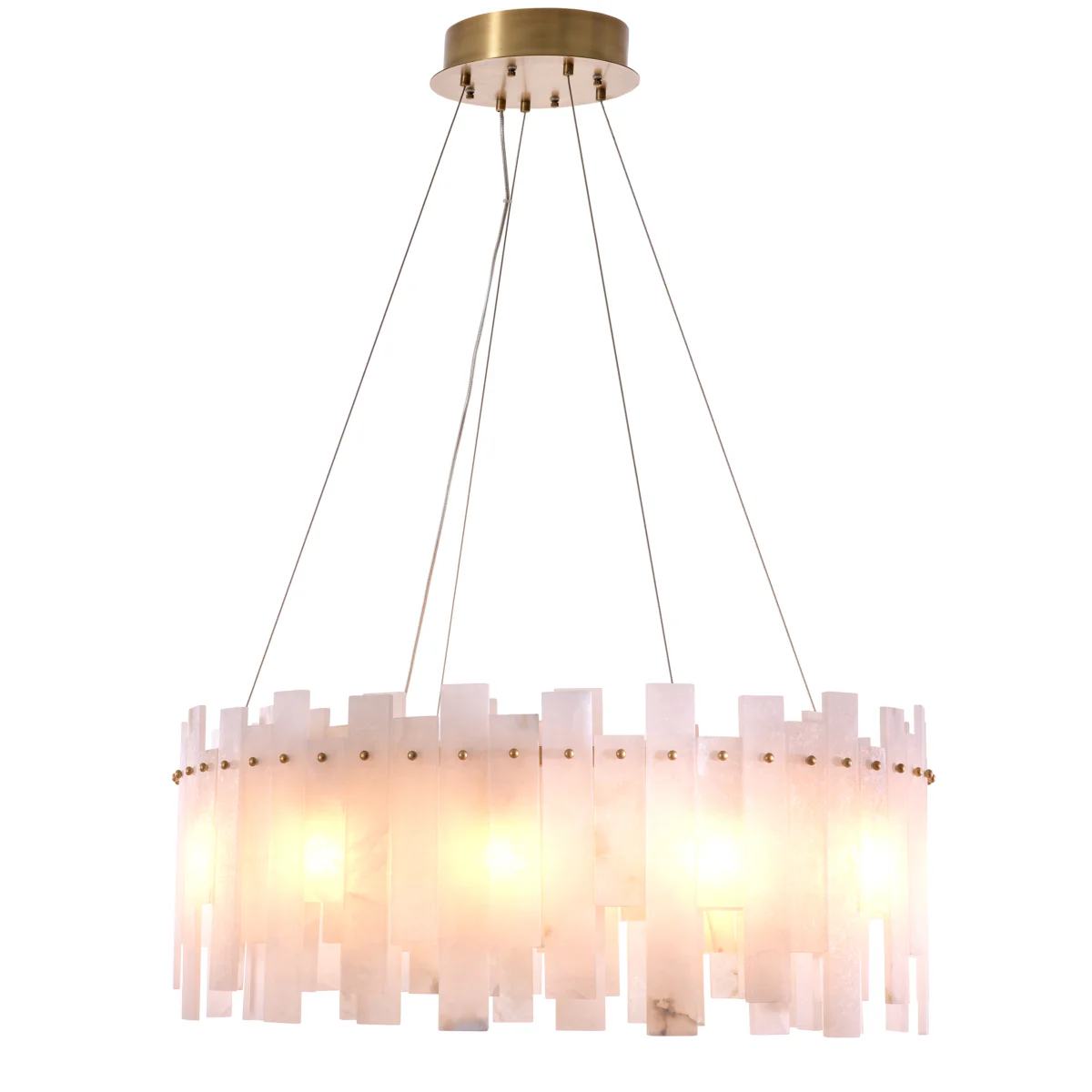 Eichholtz Pizzorni Chandelier Antique Brass Finish and Alabaster - Chandelier Pizzorni - Image 4