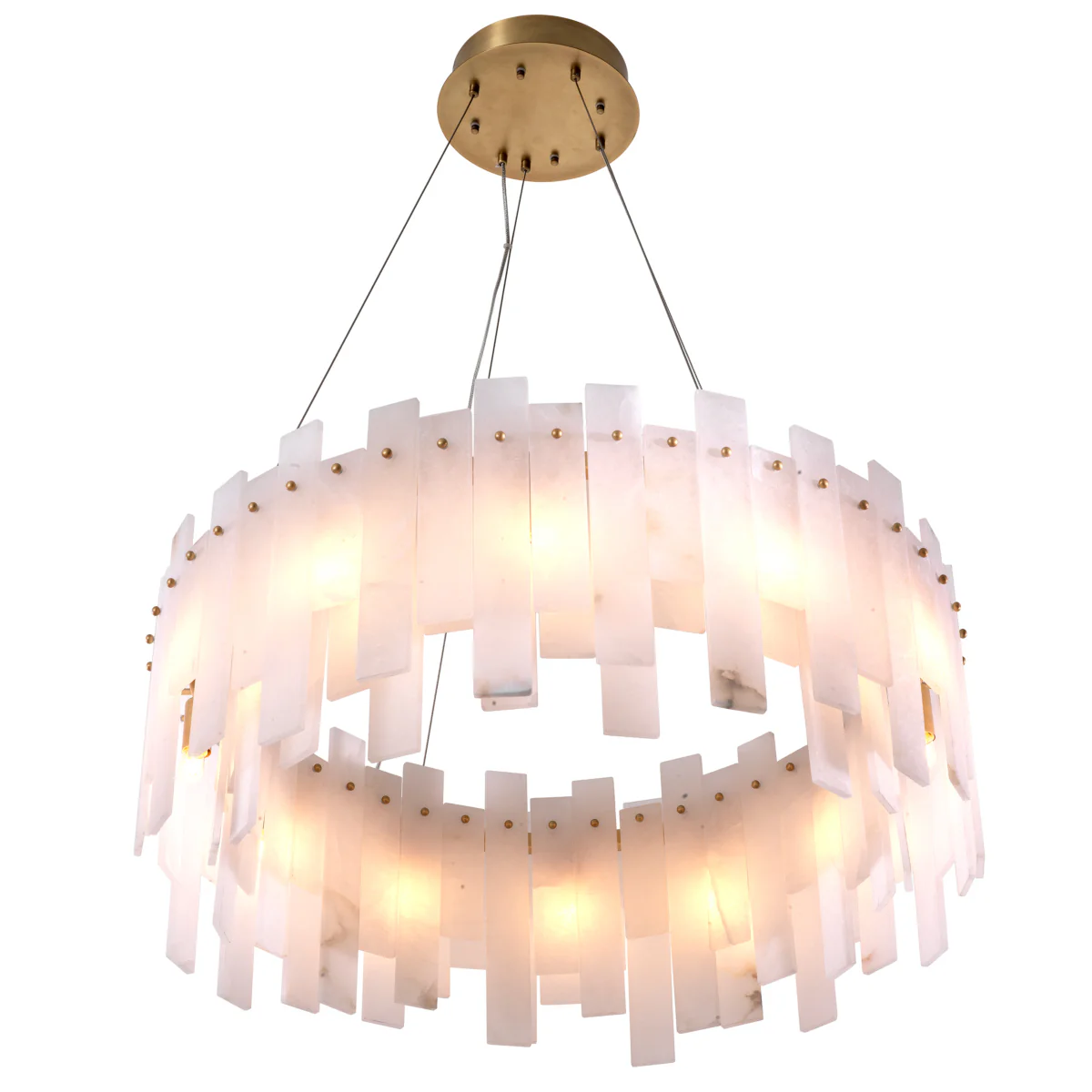Eichholtz Pizzorni Chandelier Antique Brass Finish and Alabaster - Chandelier Pizzorni - Image 6
