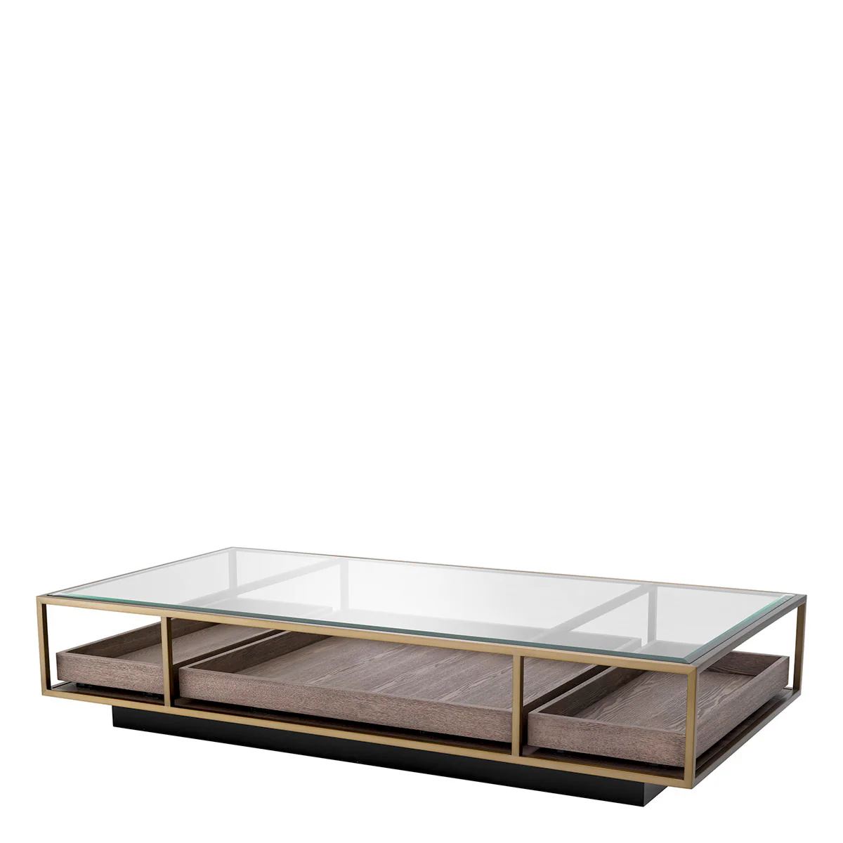 Eichholtz Roxton Coffee Table Brushed Brass Finish  Clear Glass  Grey Veneer - Coffee Table Brushed Brass Finish  Clear Glass  Grey Veneer