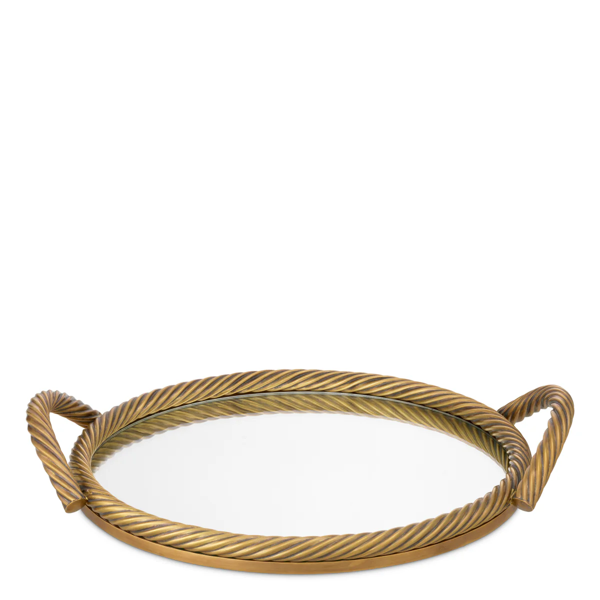 Eichholtz Salvi Round Tray Vintage Brass Finish Mirror Glass - Salvi Round Tray Vintage Brass Finish Mirror Glass - Image 4