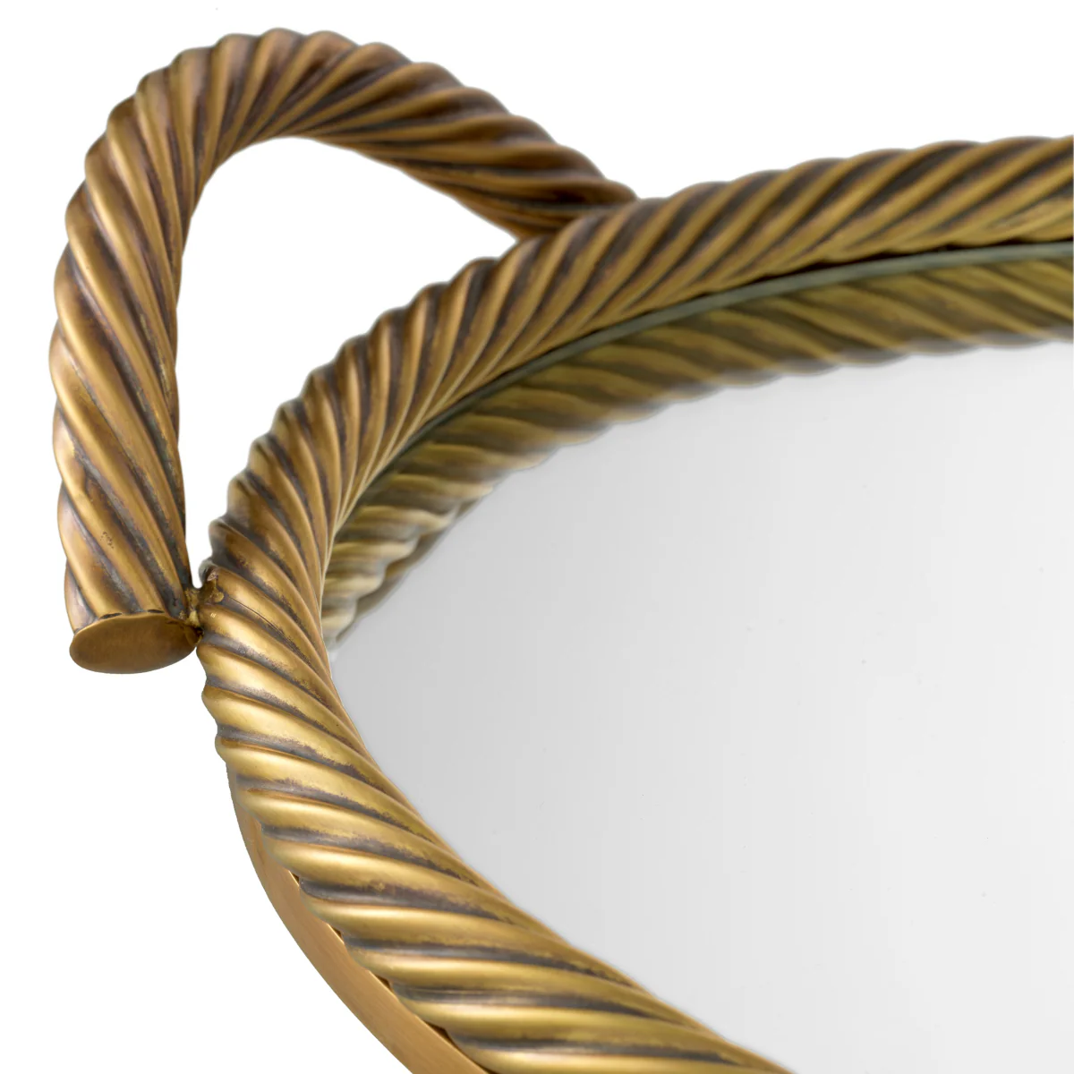 Eichholtz Salvi Round Tray Vintage Brass Finish Mirror Glass - Salvi Round Tray Vintage Brass Finish Mirror Glass - Image 5