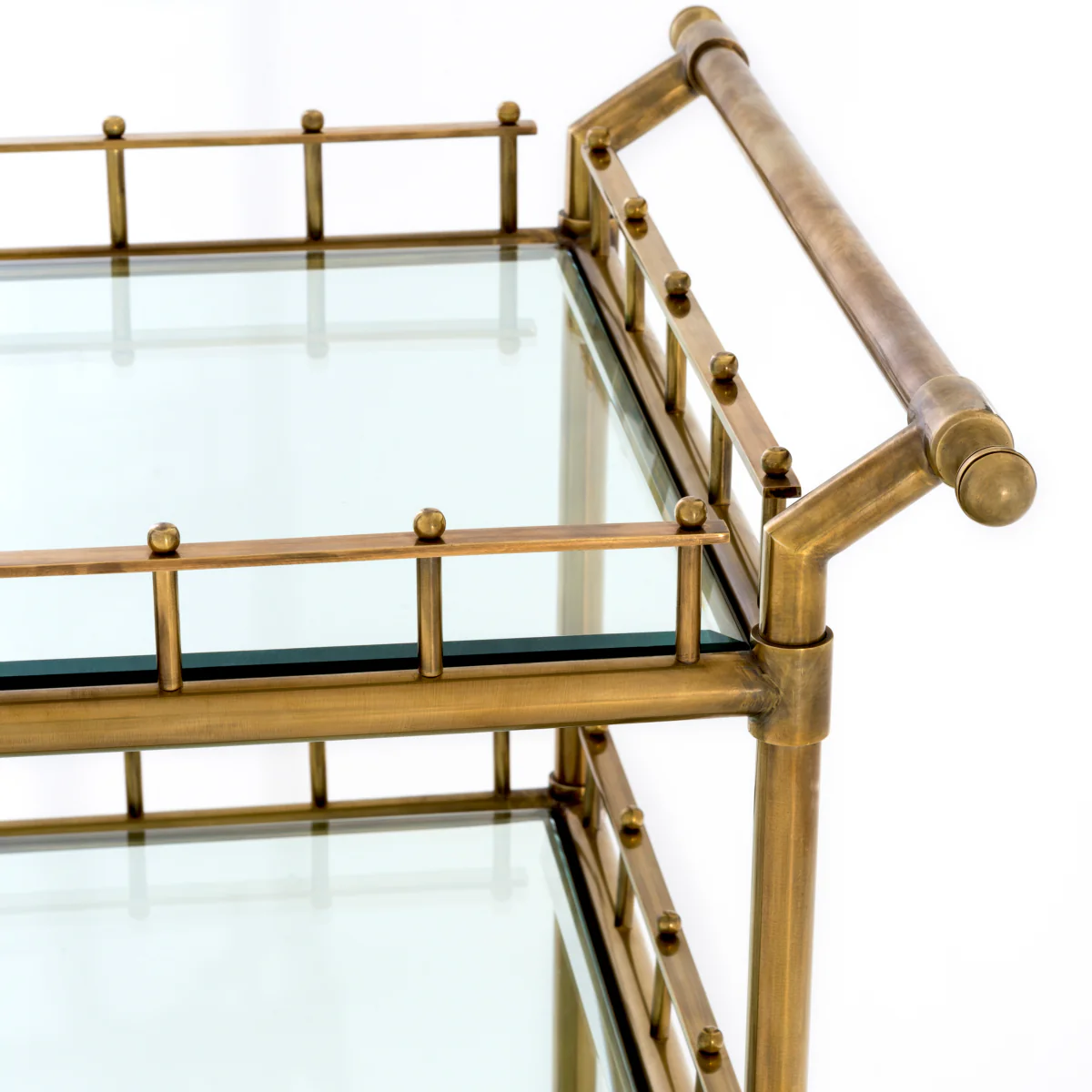 Eichholtz Scarlett Trolley Vintage Brass Finish  Clear Bevelled Glass - Trolley Vintage Brass Finish  Clear Bevelled Glass - Image 2