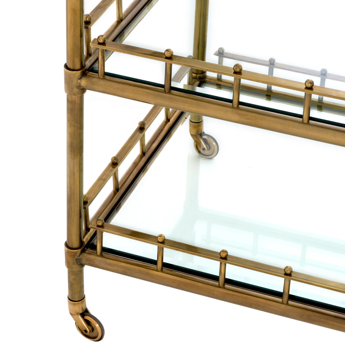 Eichholtz Scarlett Trolley Vintage Brass Finish  Clear Bevelled Glass - Trolley Vintage Brass Finish  Clear Bevelled Glass - Image 3