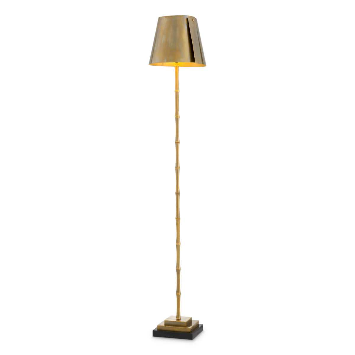 Eichholtz Seraphina Floor Lamp Vintage Brass Finish Black Granite Base - Floor Lamp Seraphina