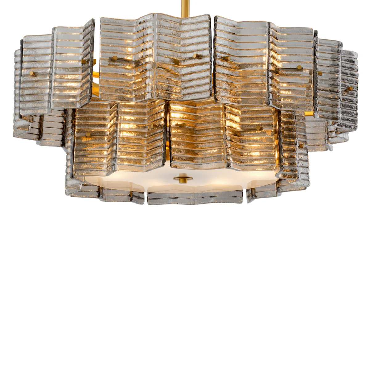 Eichholtz Silvano Chandelier Smoke and Frosted Glass Antique Brass Finish - Chandelier Silvano