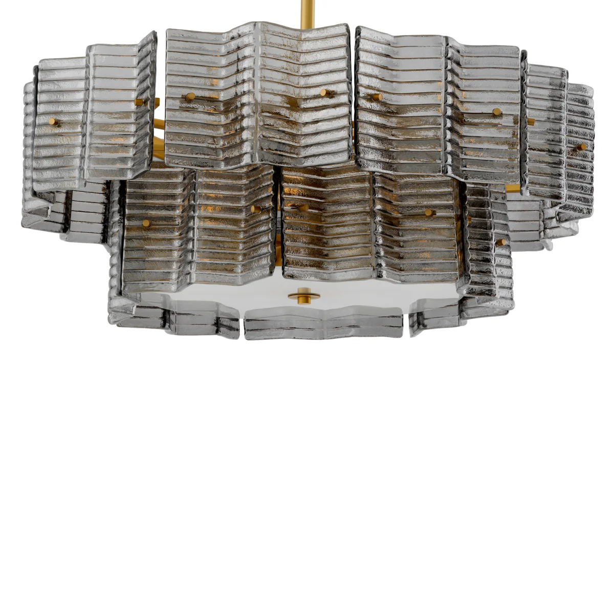 Eichholtz Silvano Chandelier Smoke and Frosted Glass Antique Brass Finish - Chandelier Silvano - Image 3