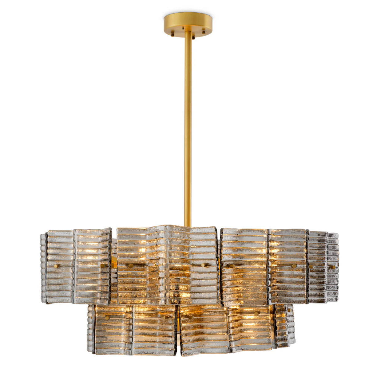 Eichholtz Silvano Chandelier Smoke and Frosted Glass Antique Brass Finish - Chandelier Silvano - Image 5