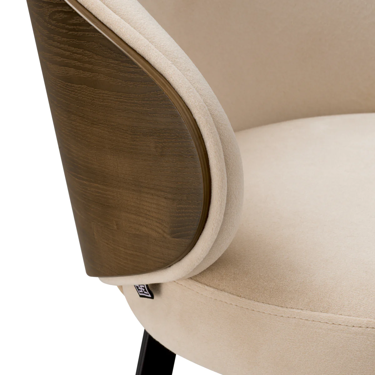 Eichholtz Swivel Bar Stool Sabino Beige  Walnut Finish Back - Swivel Bar Stool Sabino Beige  Walnut Finish Back - Image 5