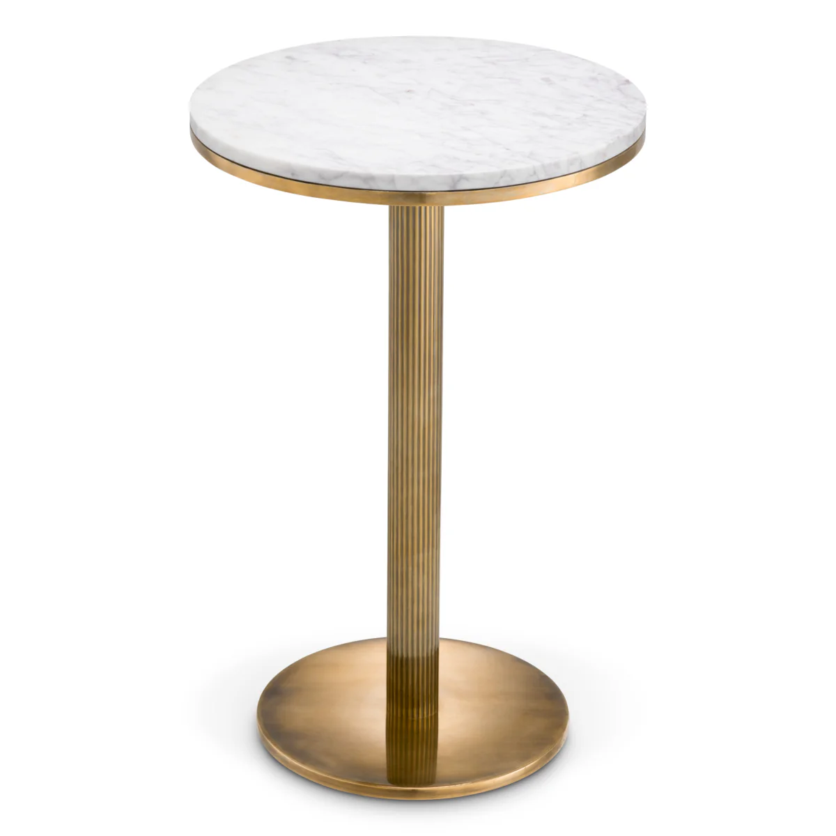 Eichholtz Tavolara Side Table Vintage Brass Finish White Marble Top - Side Table Vintage Brass Finish White Marble Top