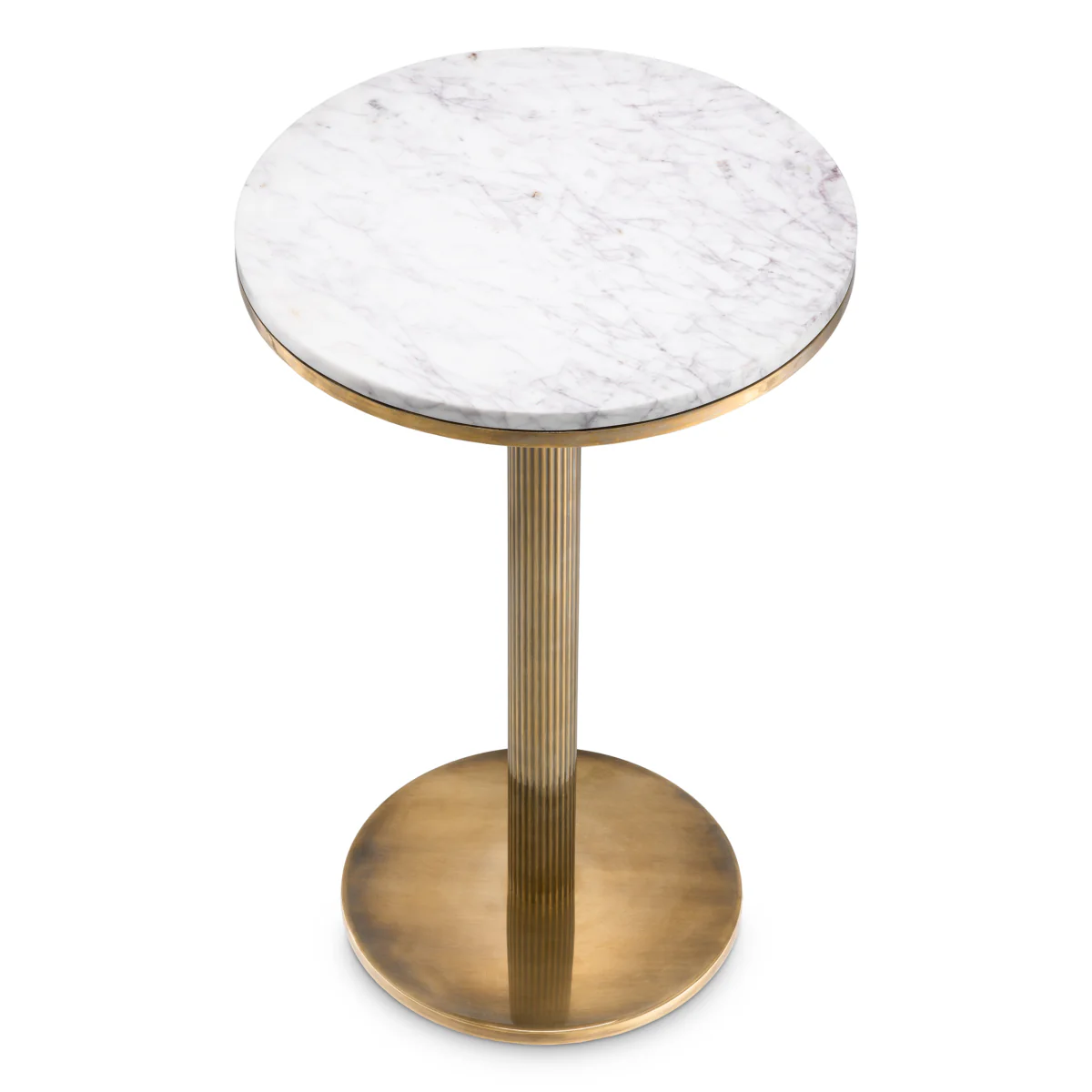 Eichholtz Tavolara Side Table Vintage Brass Finish White Marble Top - Side Table Vintage Brass Finish White Marble Top - Image 2