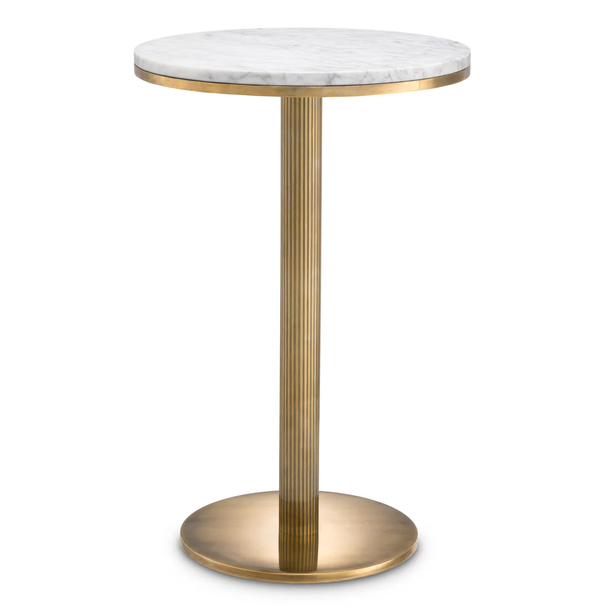 Eichholtz Tavolara Side Table Vintage Brass Finish White Marble Top - Side Table Vintage Brass Finish White Marble Top - Image 3