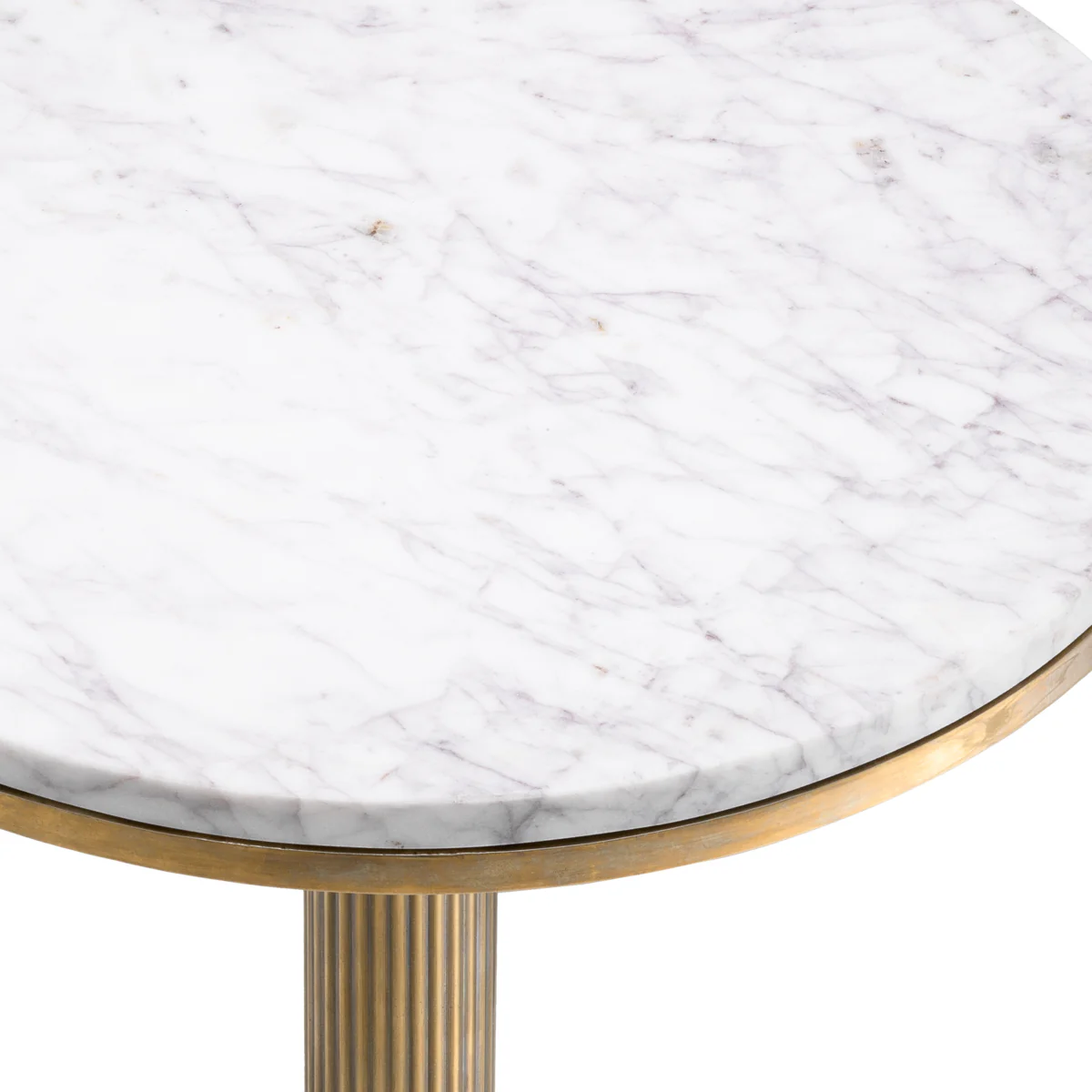 Eichholtz Tavolara Side Table Vintage Brass Finish White Marble Top - Side Table Vintage Brass Finish White Marble Top - Image 4