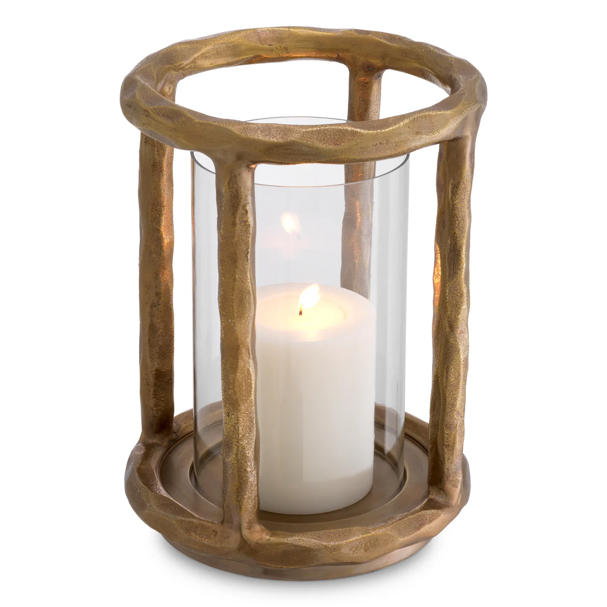 Eichholtz Throne Hurricane Lamp Vintage Brass Finish Clear Glass - Hurricane Throne Vintage Brass Finish Clear Glass - Image 5