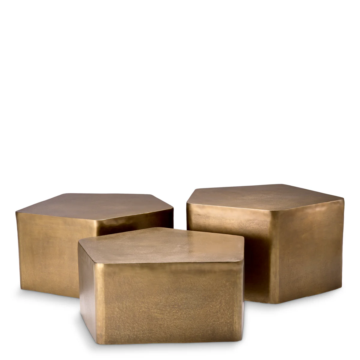 Eichholtz Veenazza Coffee Table Set Of 3 Vintage Brass Finish - Coffee Table Set of 3 Vintage Brass Finish