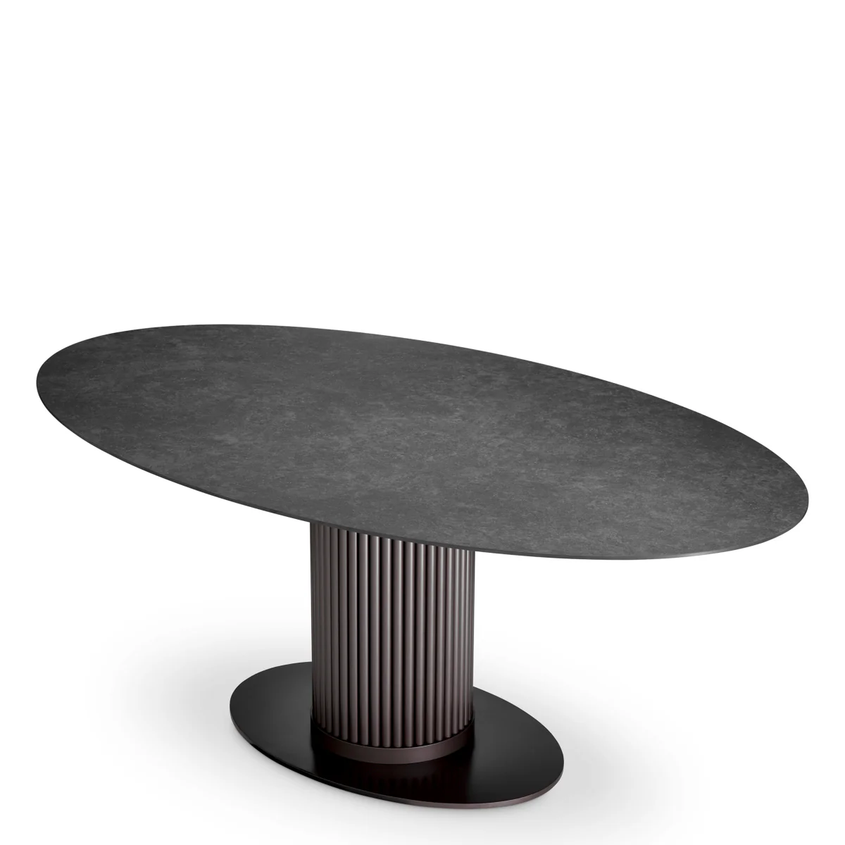 Eichholtz Volterra Oval Dining Table Bronze Finish  Grey Ceramic Top - Oval Dining Table Bronze Finish  Grey Ceramic Top - Image 3