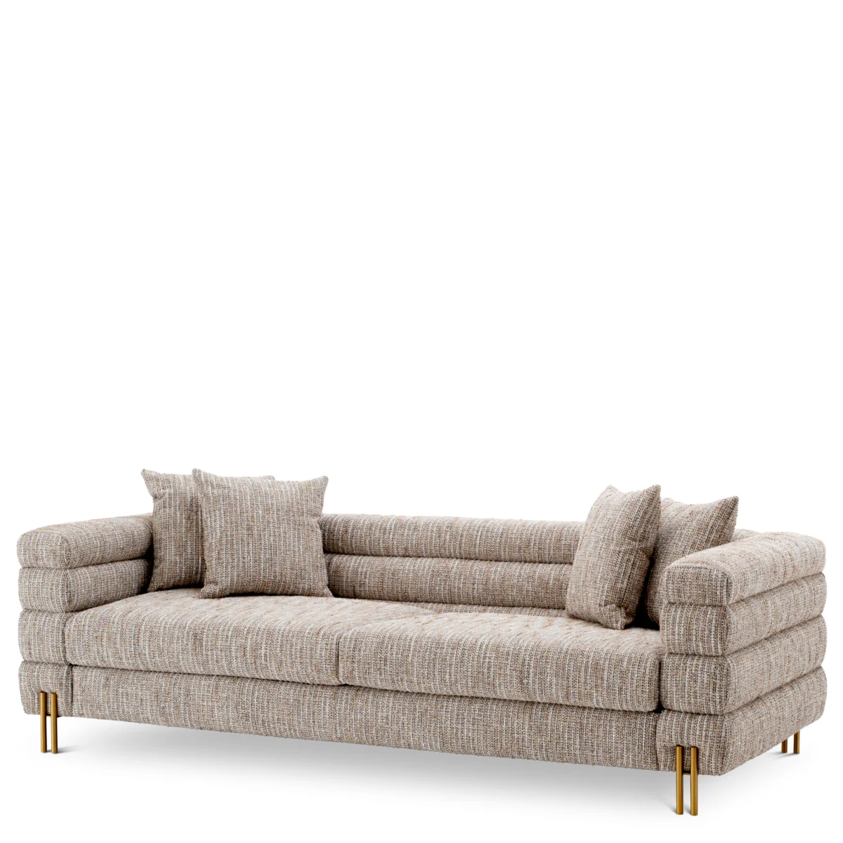 Eichholtz York 3 Seater Sofa Mademoiselle Beige Brushed Brass Legs - 3 Seater Sofa Mademoiselle Beige