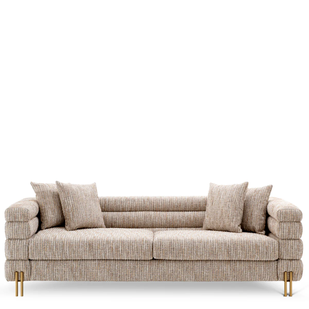 Eichholtz York 3 Seater Sofa Mademoiselle Beige Brushed Brass Legs - 3 Seater Sofa Mademoiselle Beige - Image 3