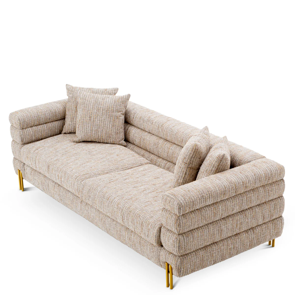 Eichholtz York 3 Seater Sofa Mademoiselle Beige Brushed Brass Legs - 3 Seater Sofa Mademoiselle Beige - Image 6