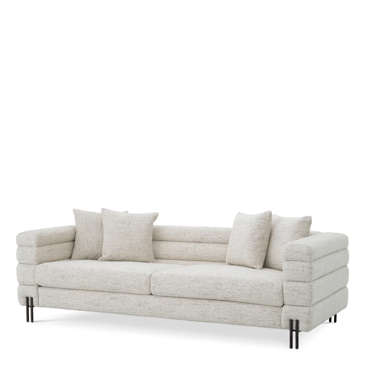 Eichholtz York 3 Seater Sofa Seashell Off-White Bronze Finish - 3 Seater Sofa Seashell Off-White