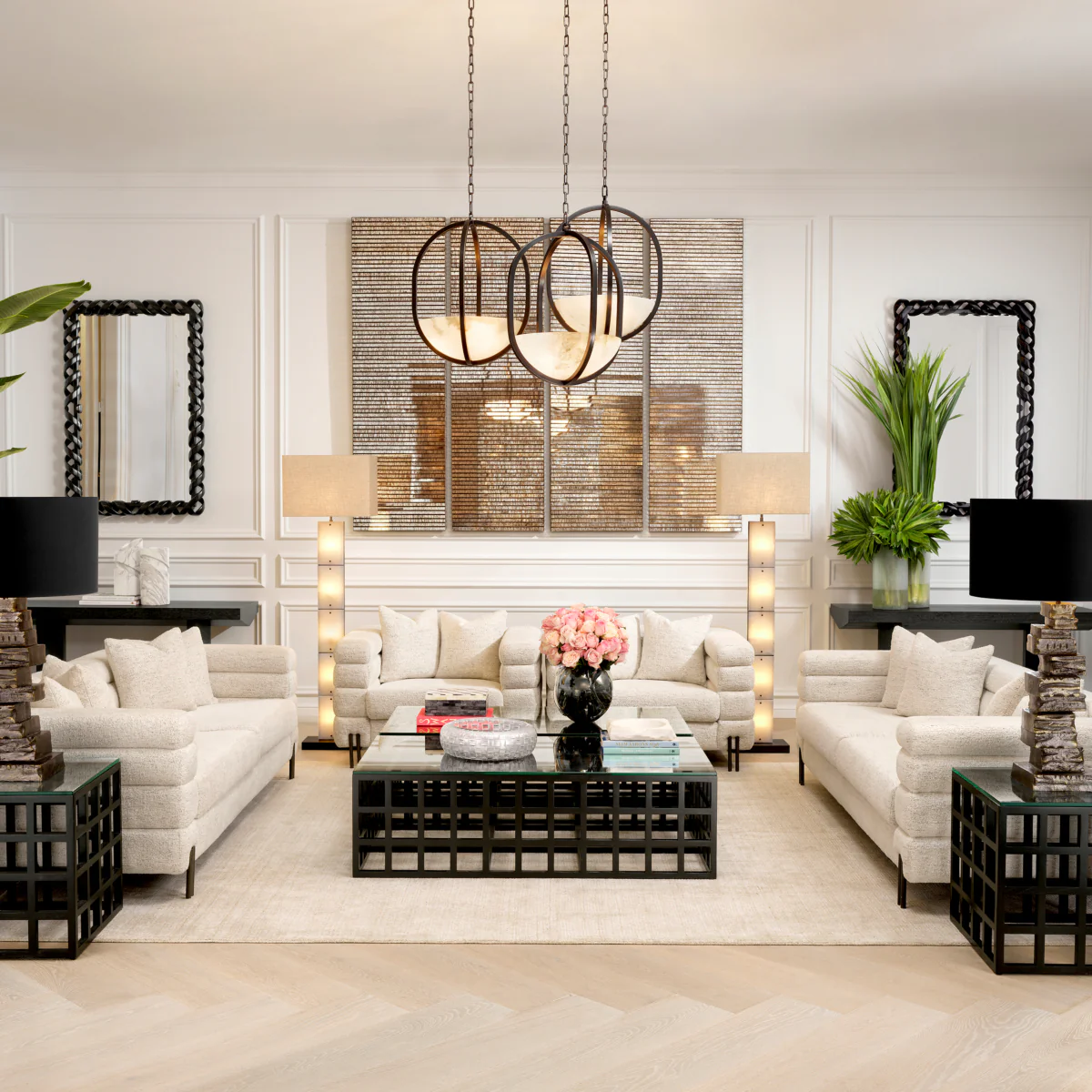 Eichholtz York 3 Seater Sofa Seashell Off-White Bronze Finish - 3 Seater Sofa Seashell Off-White - Image 2
