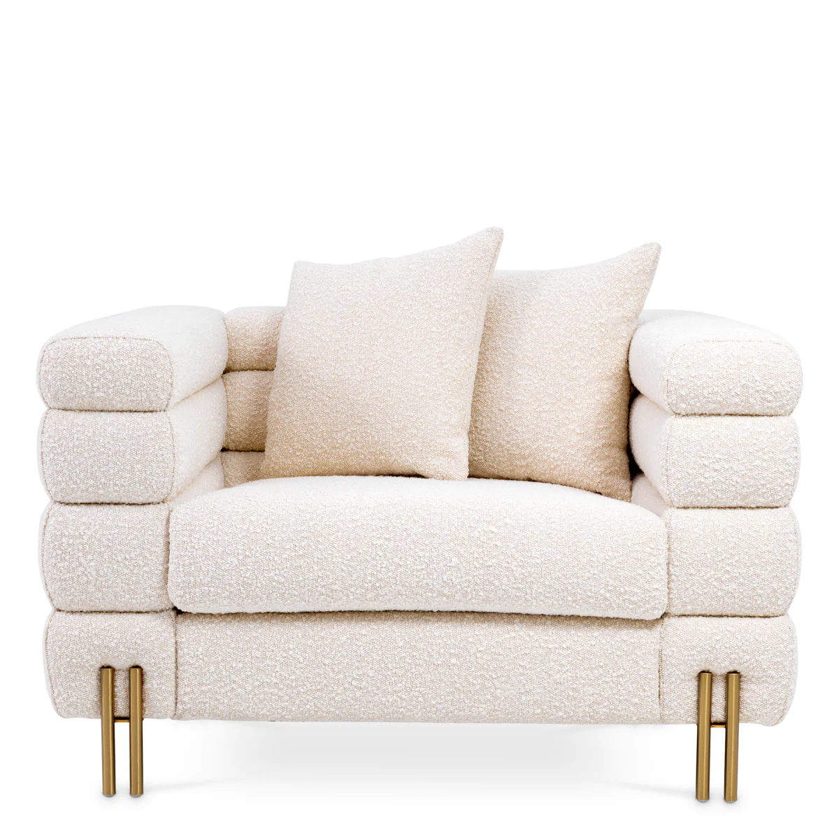 Eichholtz York Armchair Boucle Cream Brushed Brass Legs - Armchair Boucle Cream - Image 3