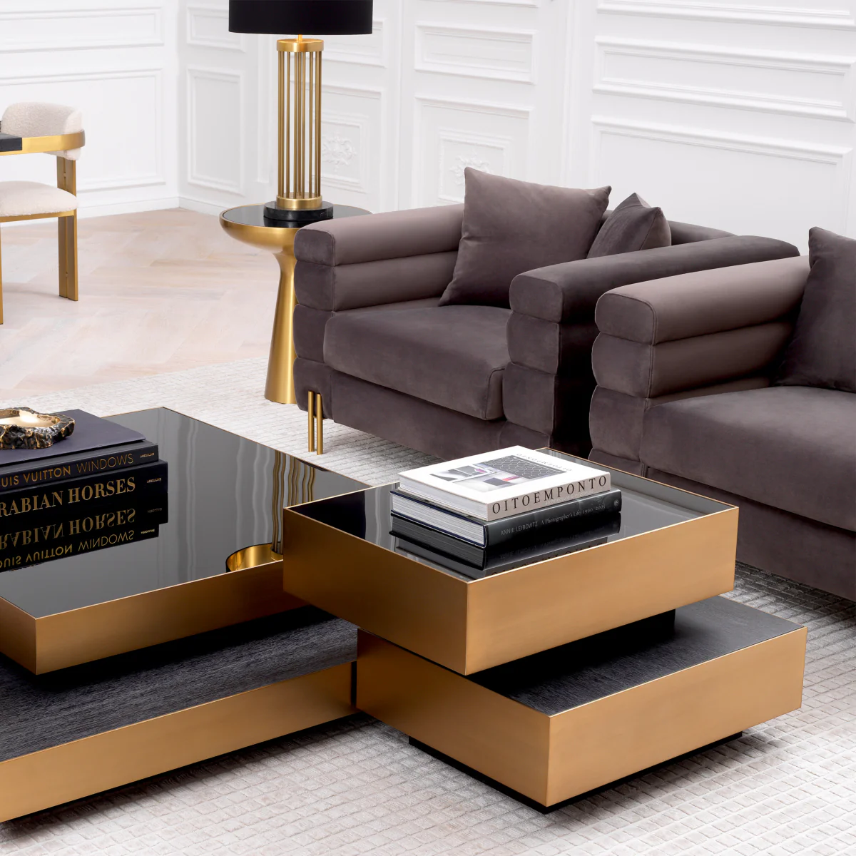 Eichholtz York Armchair Savona Grey Velvet Brushed Brass Legs - Armchair Savona Grey Velvet - Image 2