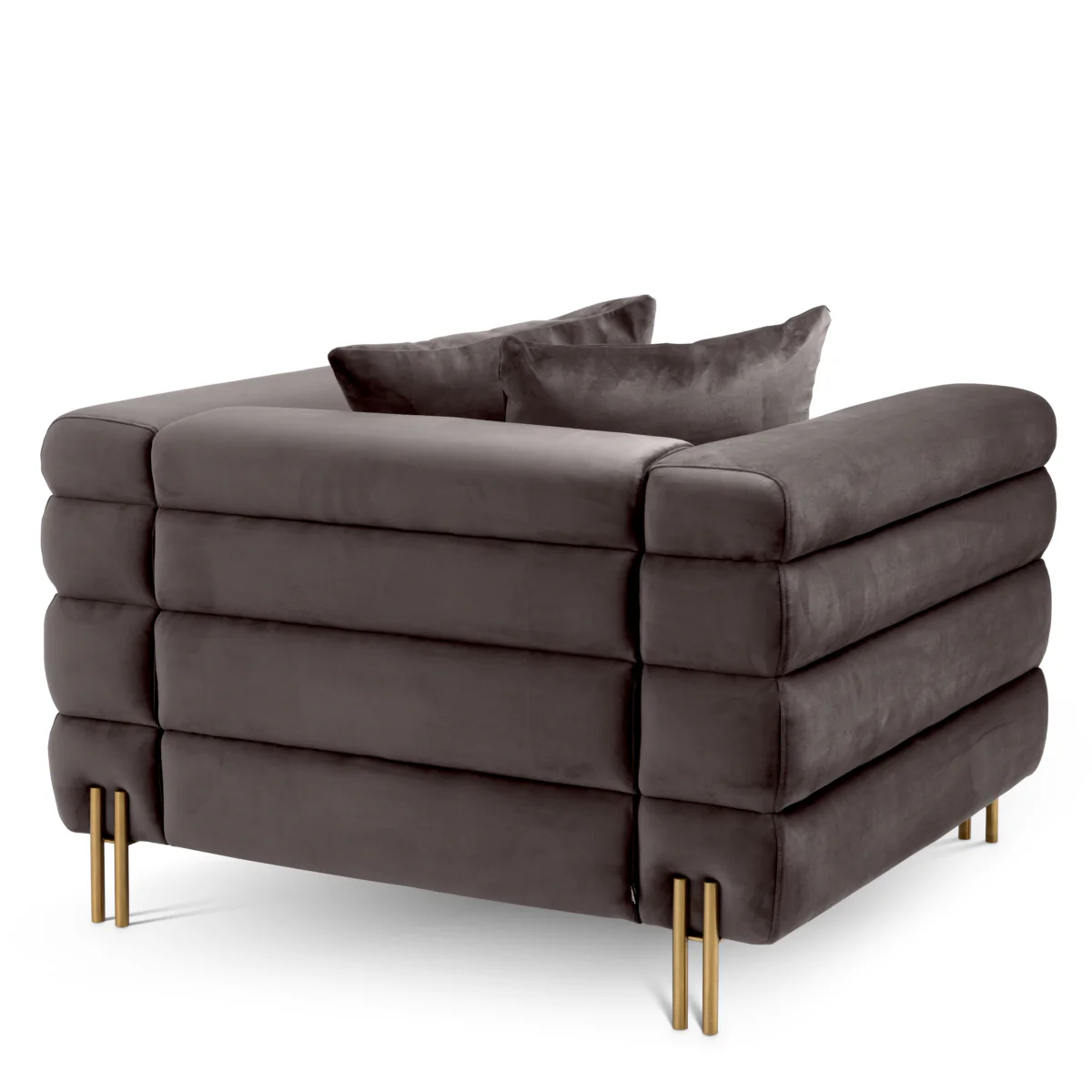 Eichholtz York Armchair Savona Grey Velvet Brushed Brass Legs - Armchair Savona Grey Velvet - Image 5