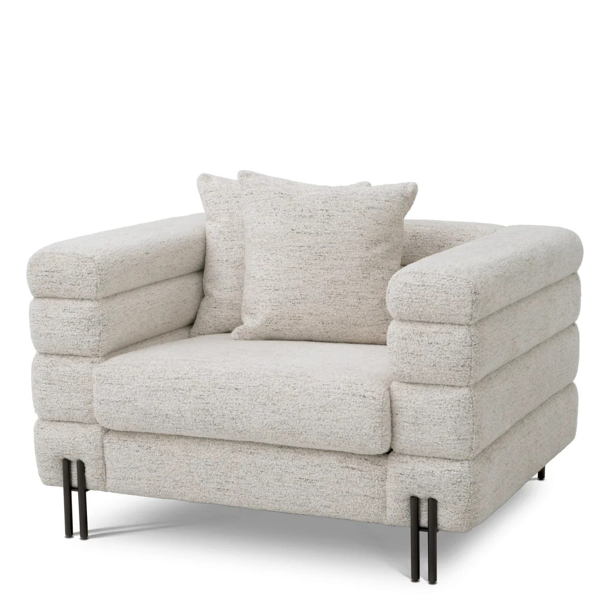 Eichholtz York Armchair Seashell Off-White Bronze Finish - Armchair Seashell Off-White