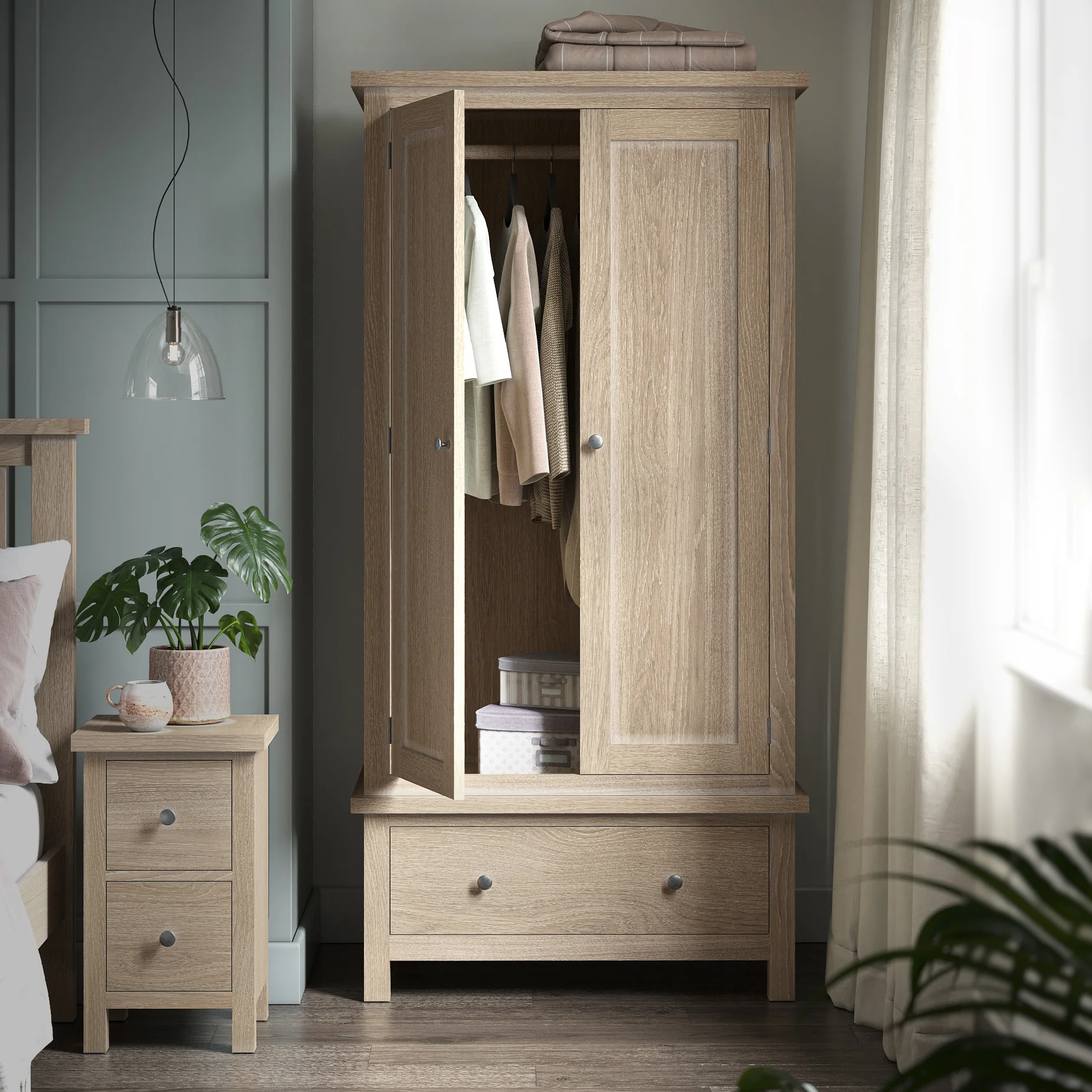 Elmstead Oak Gents Wardrobe - Gents Wardrobe Oak - Image 2