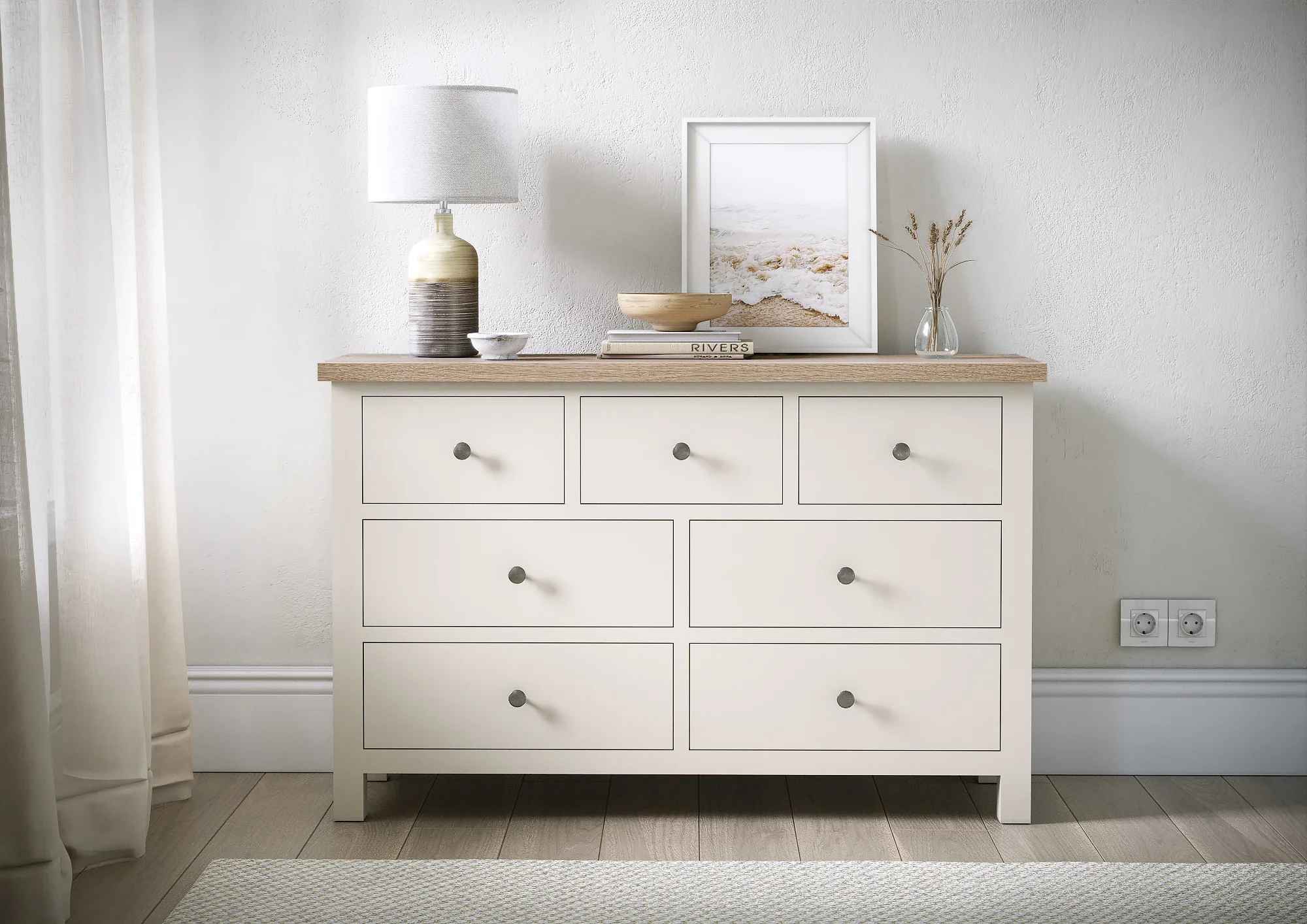 Elmstead White 3 Over 4 Drawer Chest - 3 Over 4 Drawer Chest Coconut White - Image 2